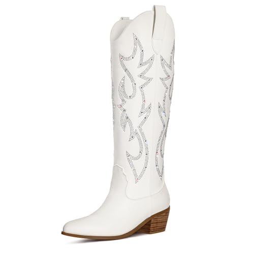 White & Rhinestones
