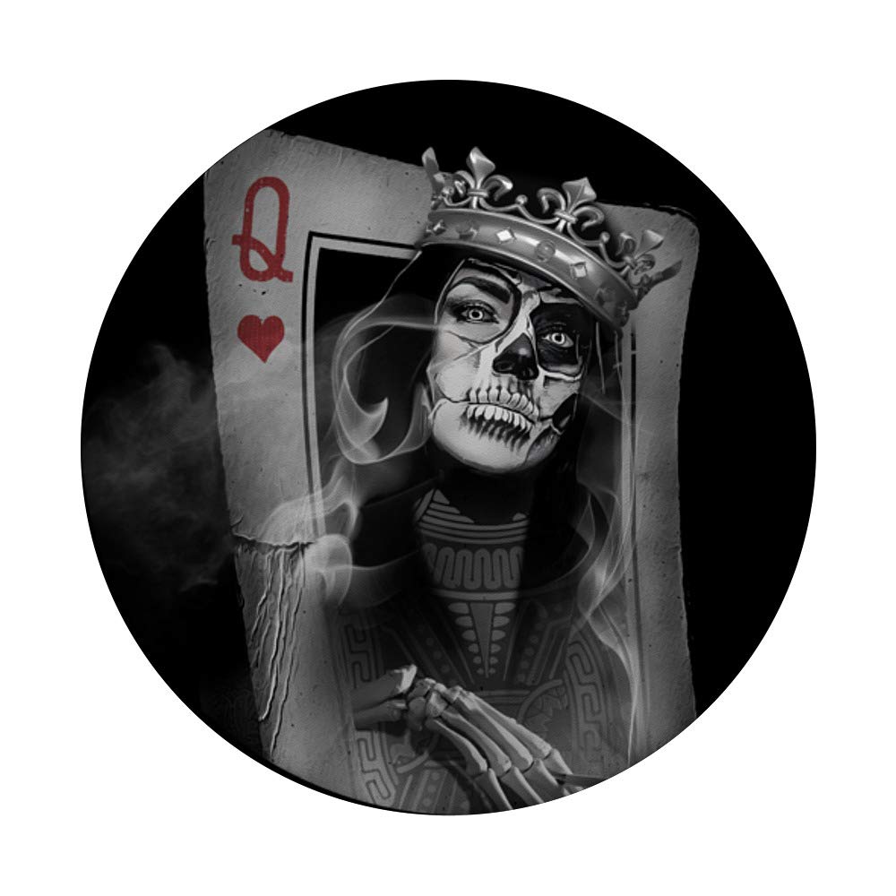 Queen of Hearts Skull Phone Stand - PopSockets Grip & Holder for iPhone, Samsung, Tablets - Perfect for Desk, Car, and Travel Use