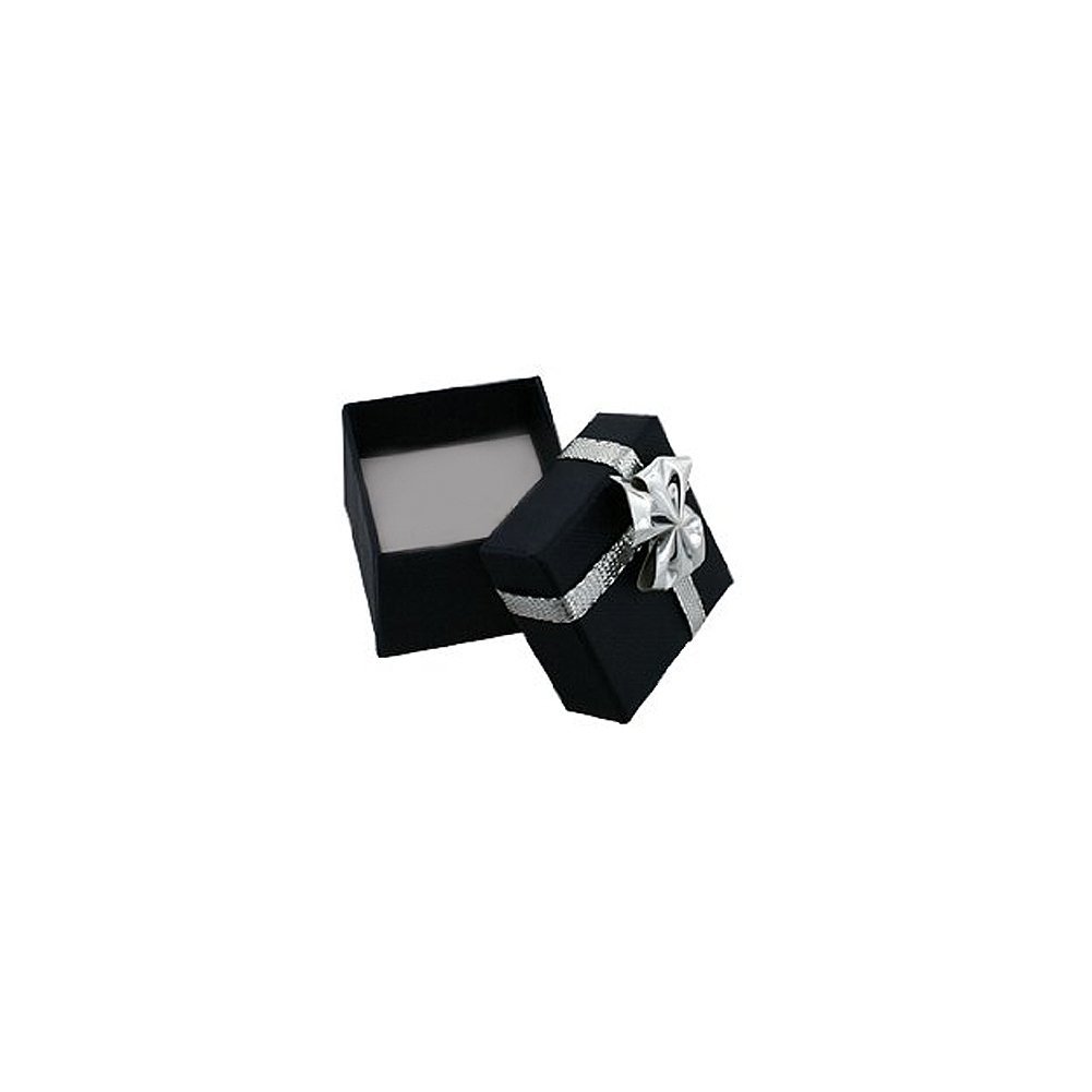 Luxury Navy Blue Velvet Ring Box with Silver Bow - Elegant Jewelry Gift Box for Engagement, Wedding, Proposal & Anniversary - Perfect for Storing Rings, Necklaces & Small Keepsakes