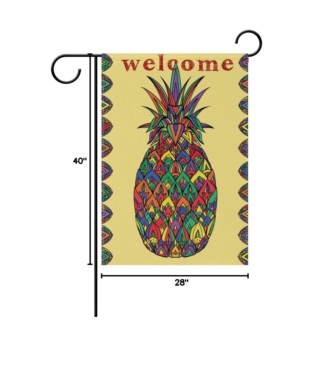 ALAZA Double Sided Retro Rainbow Pineapple Garden Flag - 28x40 Inch Outdoor Yard Decor, Ethnic Welcome House Flag for Spring Summer - Perfect for Patio, Lawn, Porch & Seasonal Home Decoration
