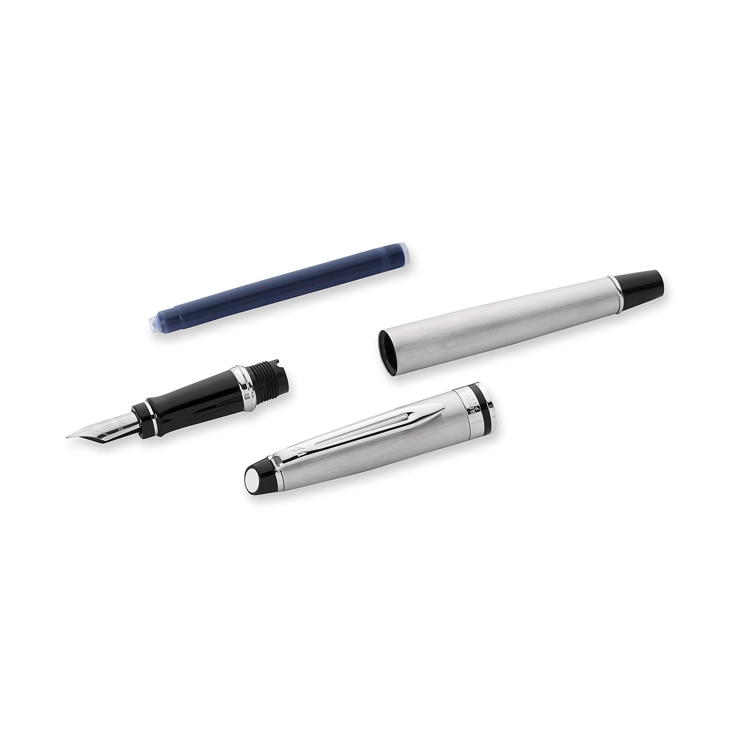 Waterman Expert Fountain Pen - Premium Stainless Steel with Chrome Trim, Fine Nib & Blue Ink Cartridge - Elegant Gift Box for Professionals, Writers & Collectors - Perfect for Business Signatures, Journaling & Luxury Gifts