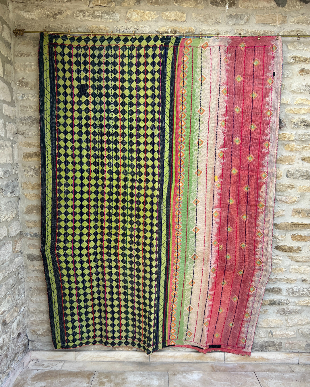 Premium Heavyweight Kantha Quilt No. 772 - Handmade Cotton Patchwork Bedspread for Cozy Home Decor, Winter Warmth & Bohemian Style Bedroom