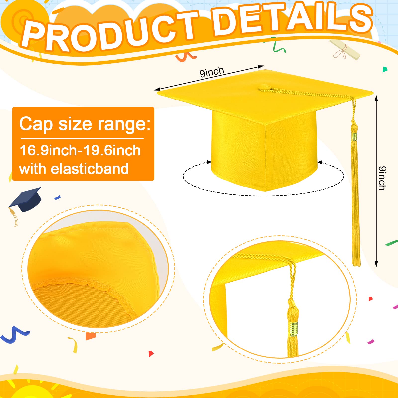 24-Piece Preschool Graduation Cap & Gown Set with Stole and Plush Bear - Bulk Kids Graduation Costumes for Kindergarten Ceremony, Photo Shoot & Party Celebration