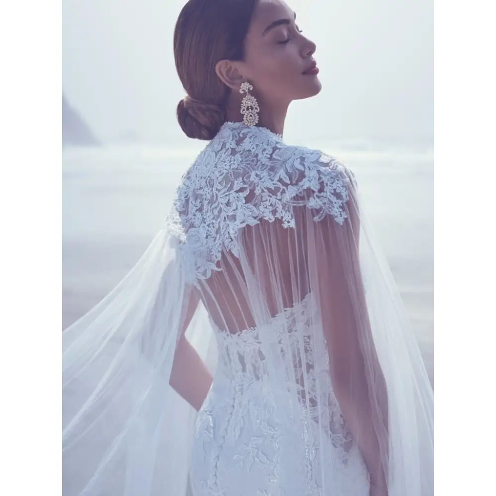 Maggie Sottero Carrington Wedding Dress with Detachable Cape - Elegant Bridal Gown for Church Ceremony & Outdoor Wedding Photos