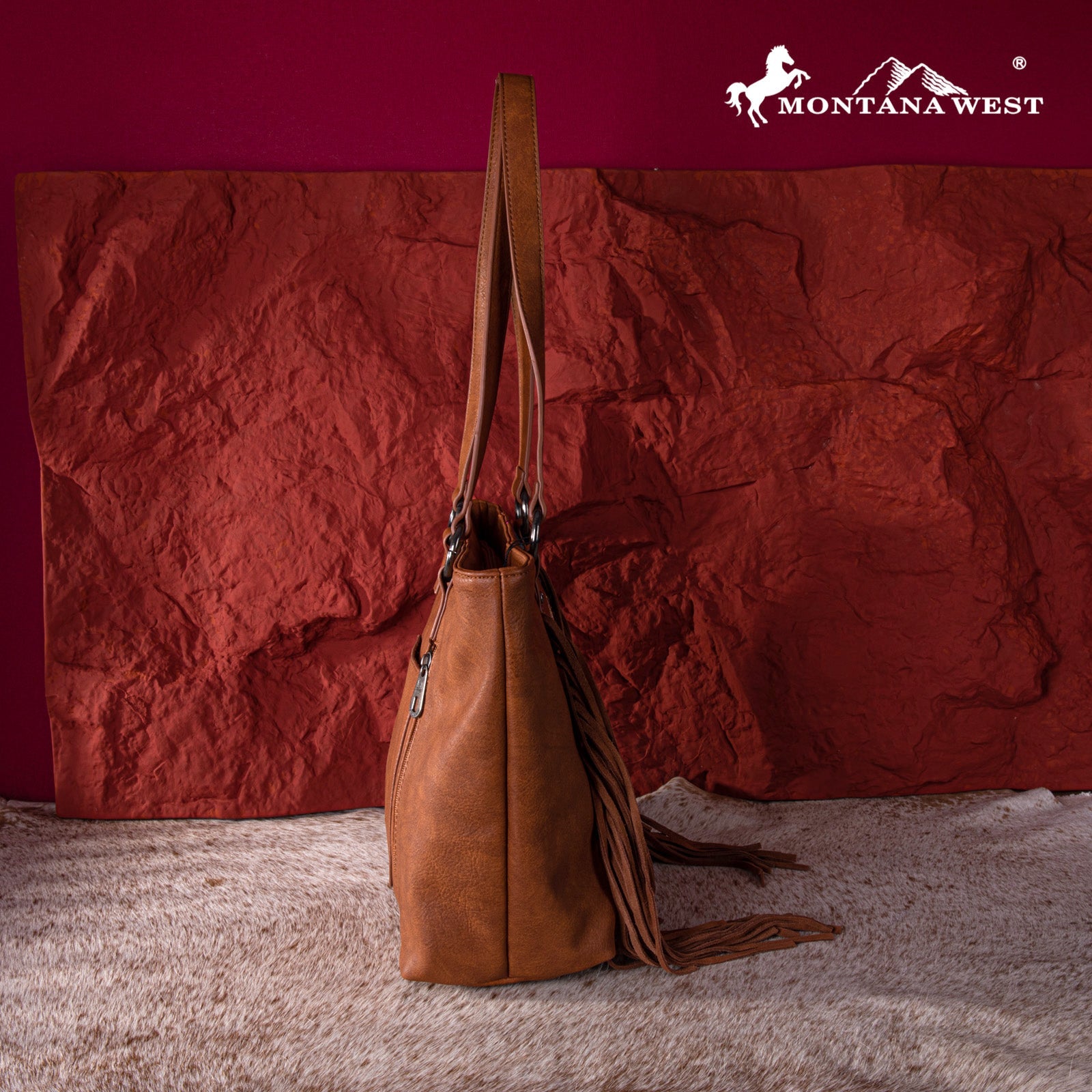 Montana West Embroidered Feather Concealed Carry Tote Bag for Women - Stylish & Functional Handbag with Hidden Gun Pocket - Perfect for Everyday Use, Travel, and Concealed Carry Protection