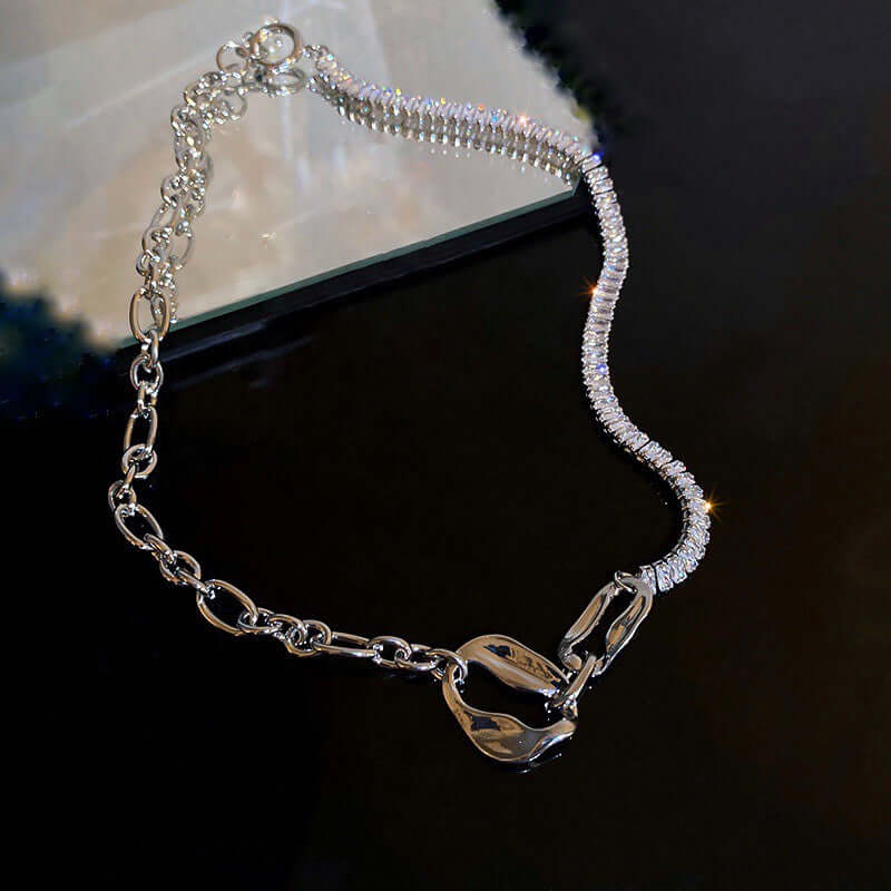 Asymmetric Geometric Box Chain Choker Necklace for Women - Trendy Layering Jewelry Piece for Parties, Date Night & Everyday Wear | HN2037