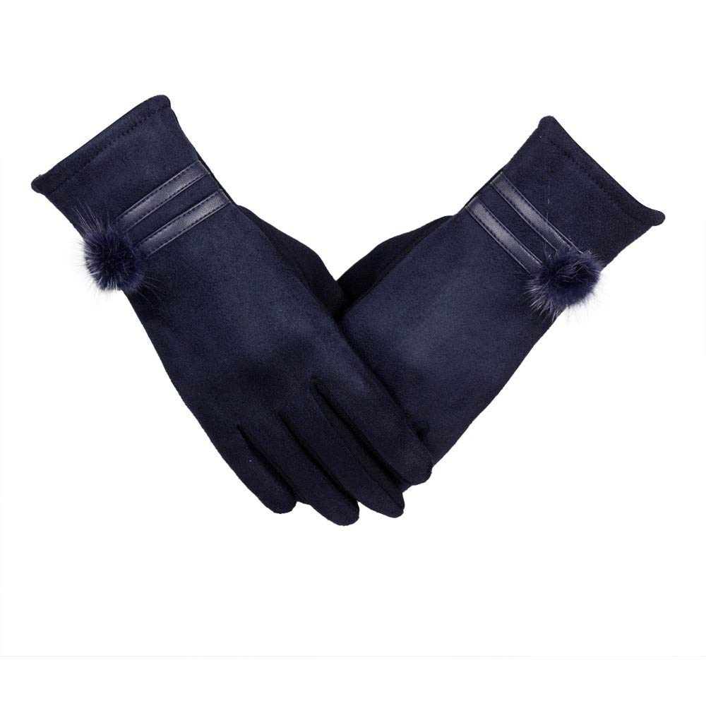 Women's Winter Gloves - Soft & Warm Mittens for Cold Weather - Blue Wrist Gloves for Outdoor Activities, Skiing, Snowboarding & Daily Commute