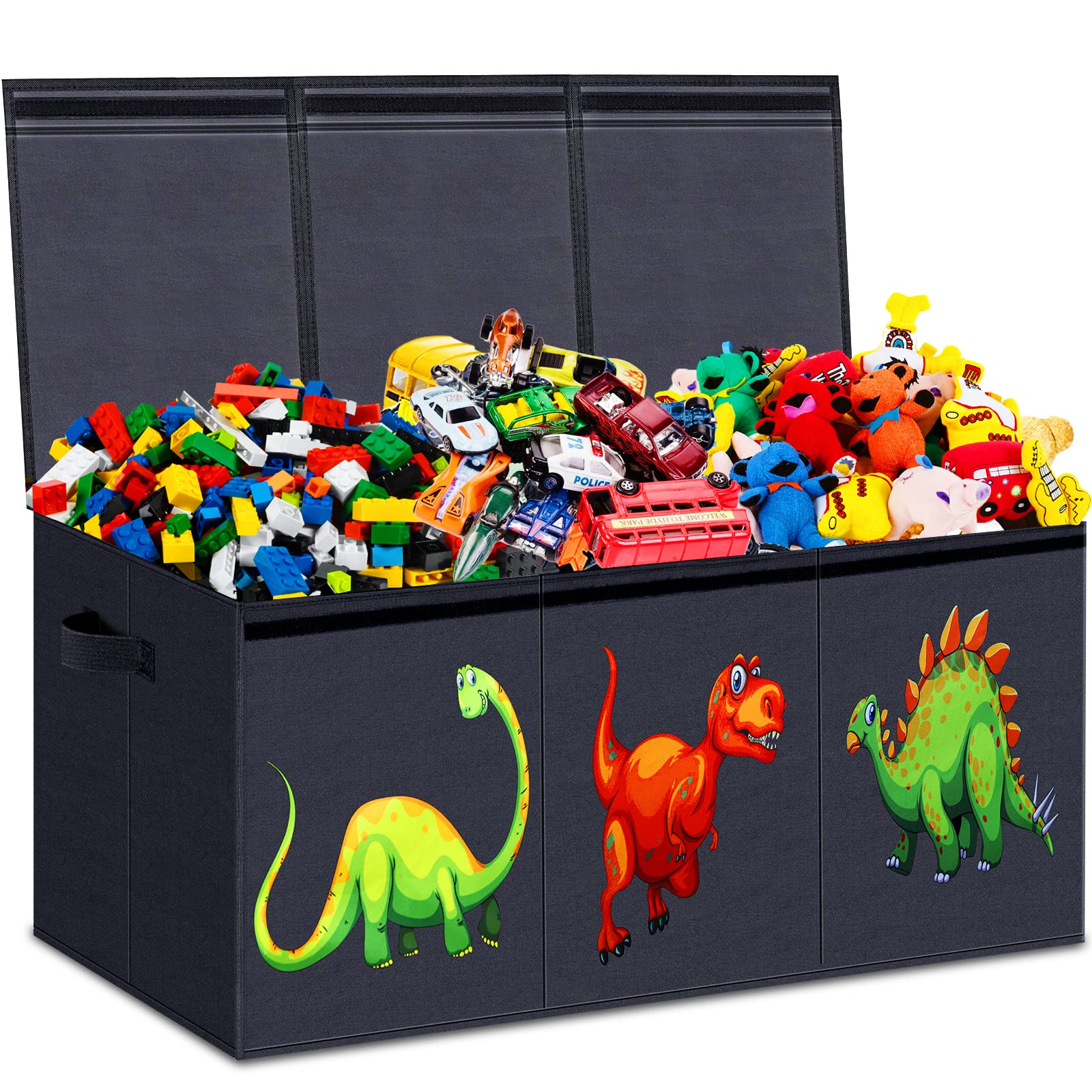 Dinosaur Toy Chest for Kids - Extra Large Collapsible Toy Storage Organizer Box for Boys & Girls | Sturdy Nursery, Playroom & Bedroom Toy Bin Basket | Perfect for Organizing Toys, Books & Games