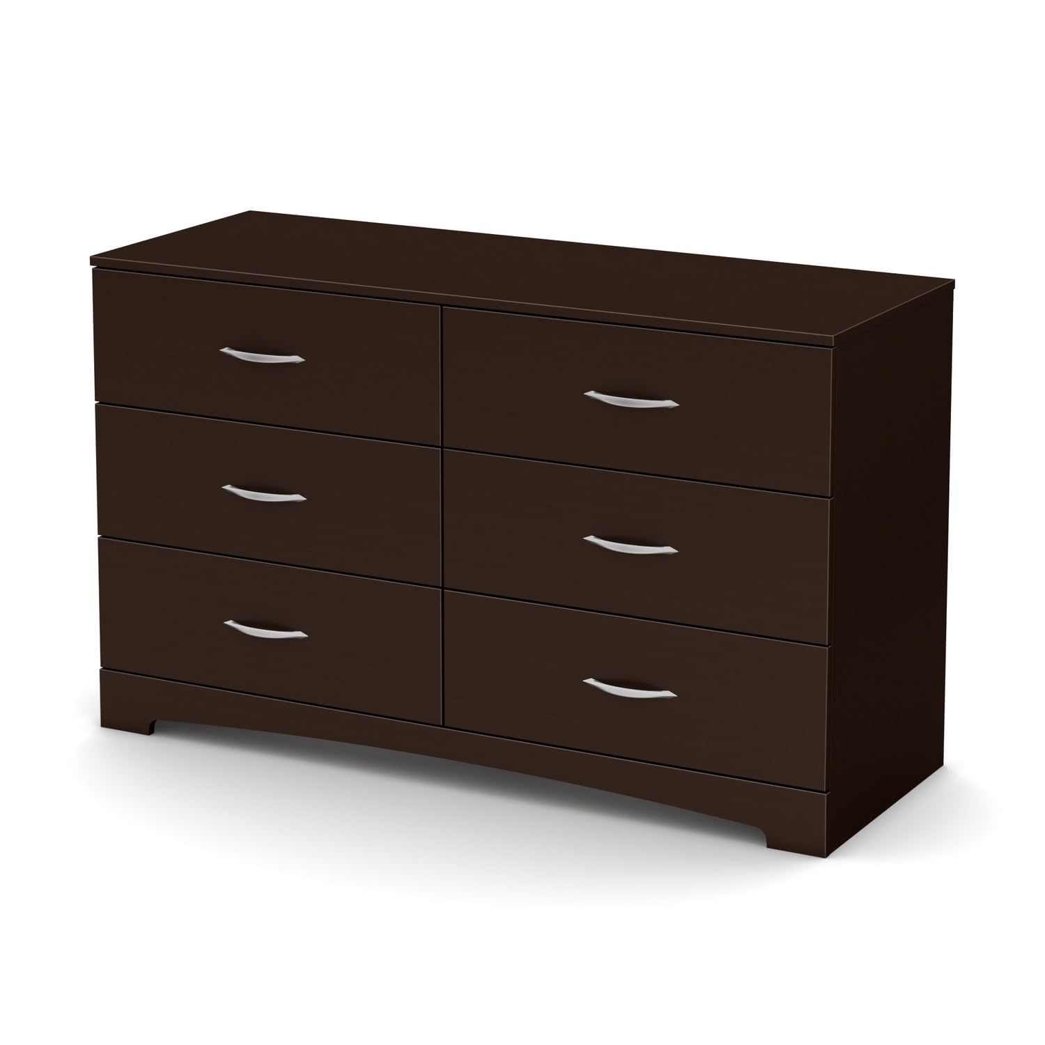 South Shore Step One 6-Drawer Dresser Chest - Contemporary Gray Chocolate Finish - Bedroom Clothing Storage Organizer for Home & Office Use