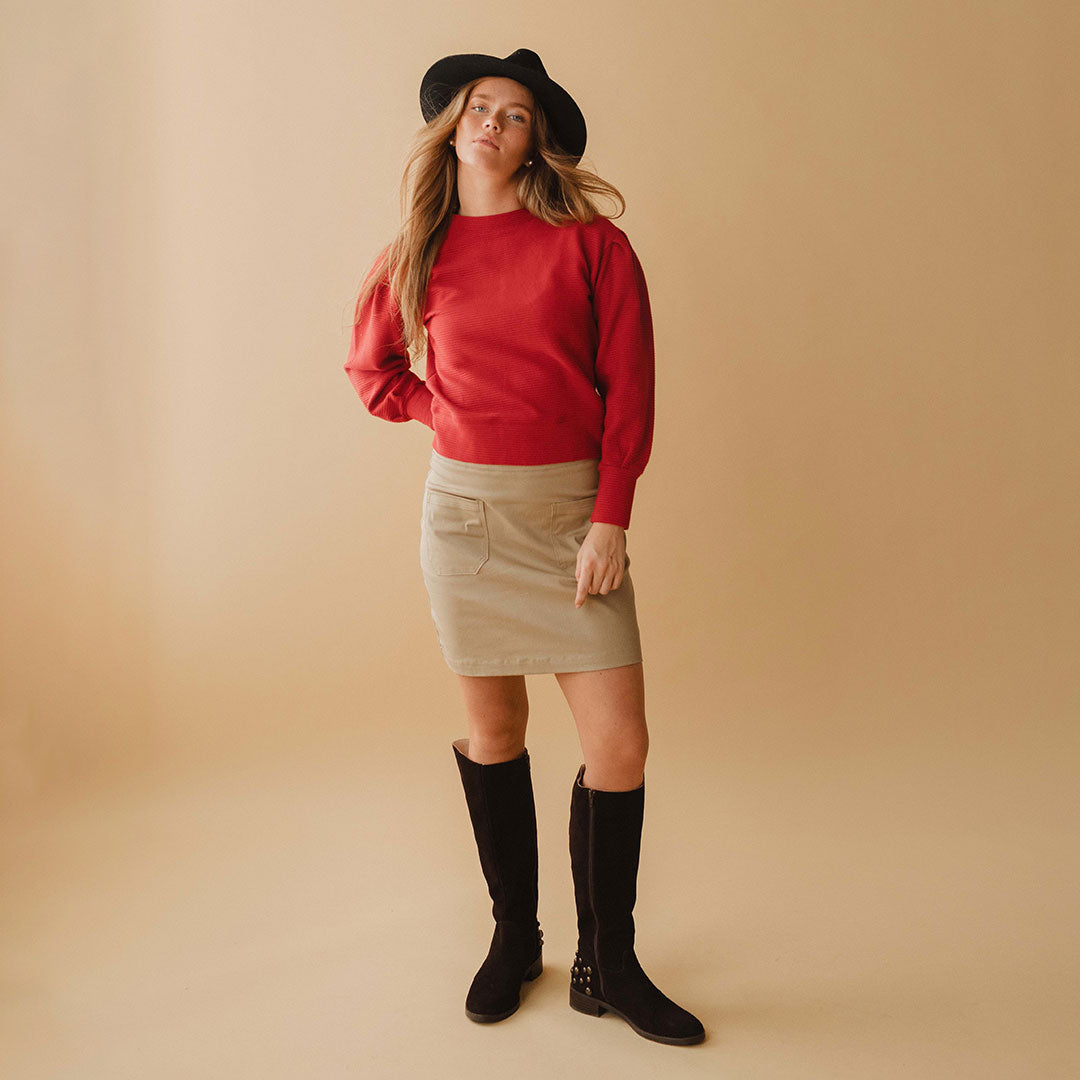 Stylish Brown Canvas Skirt for Women - Comfortable & Durable A-Line Skirt for Casual Wear, Office, or Outdoor Activities