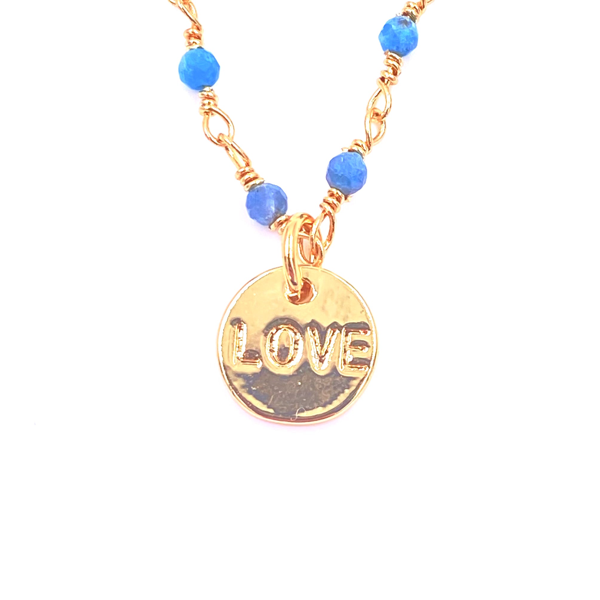 Ashley Gold Stainless Steel Gold Plated Beaded Chain Necklace with Love Charm - Elegant Jewelry Gift for Women, Perfect for Valentine's Day, Anniversary & Date Night
