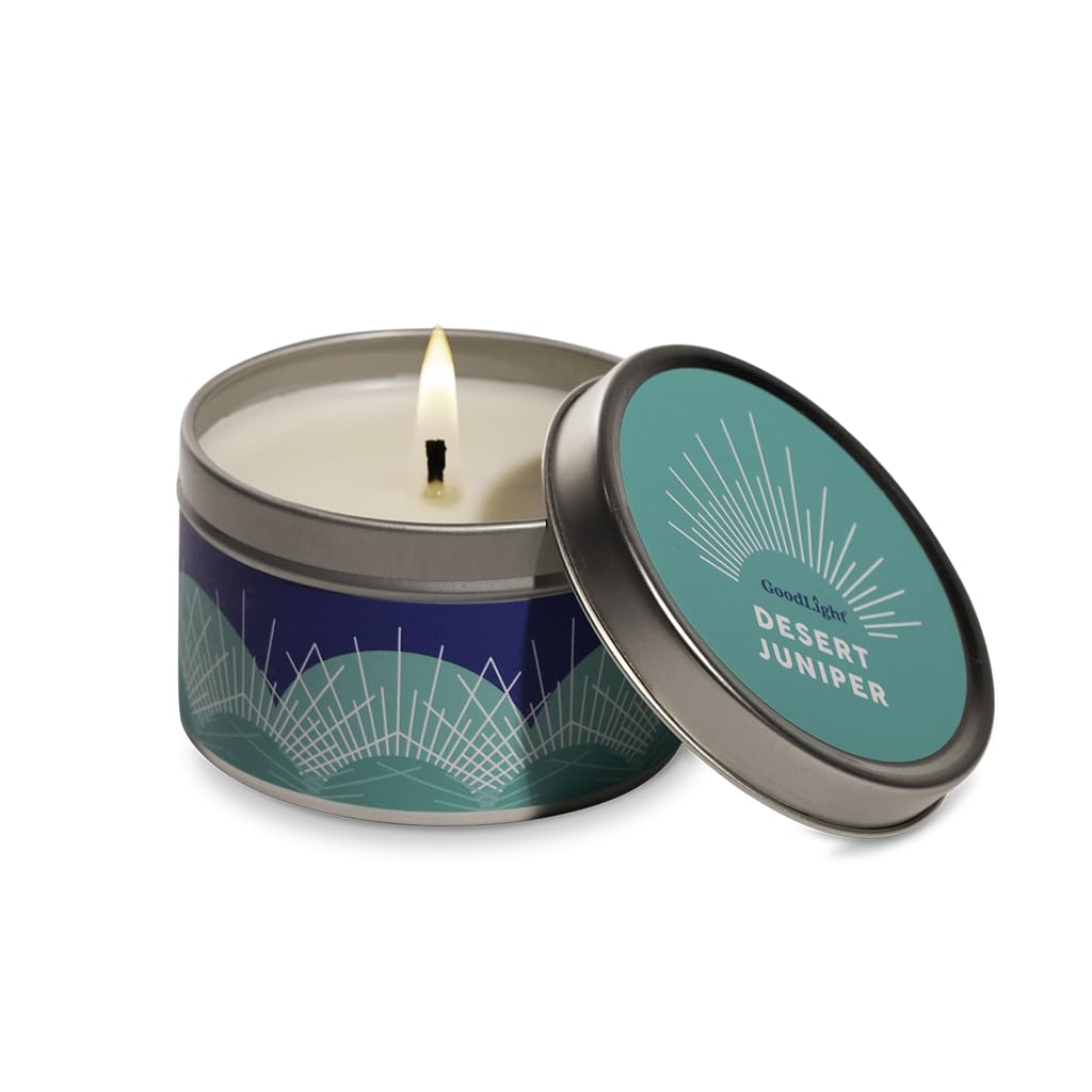 Eco-Friendly Paraffin-Free Scented Candle in Tin - 30 Hour Burn Time, Desert Juniper Aroma (6 oz) | Perfect Birthday Gift for Women & Men, Home Decor, Relaxation & Romantic Ambiance