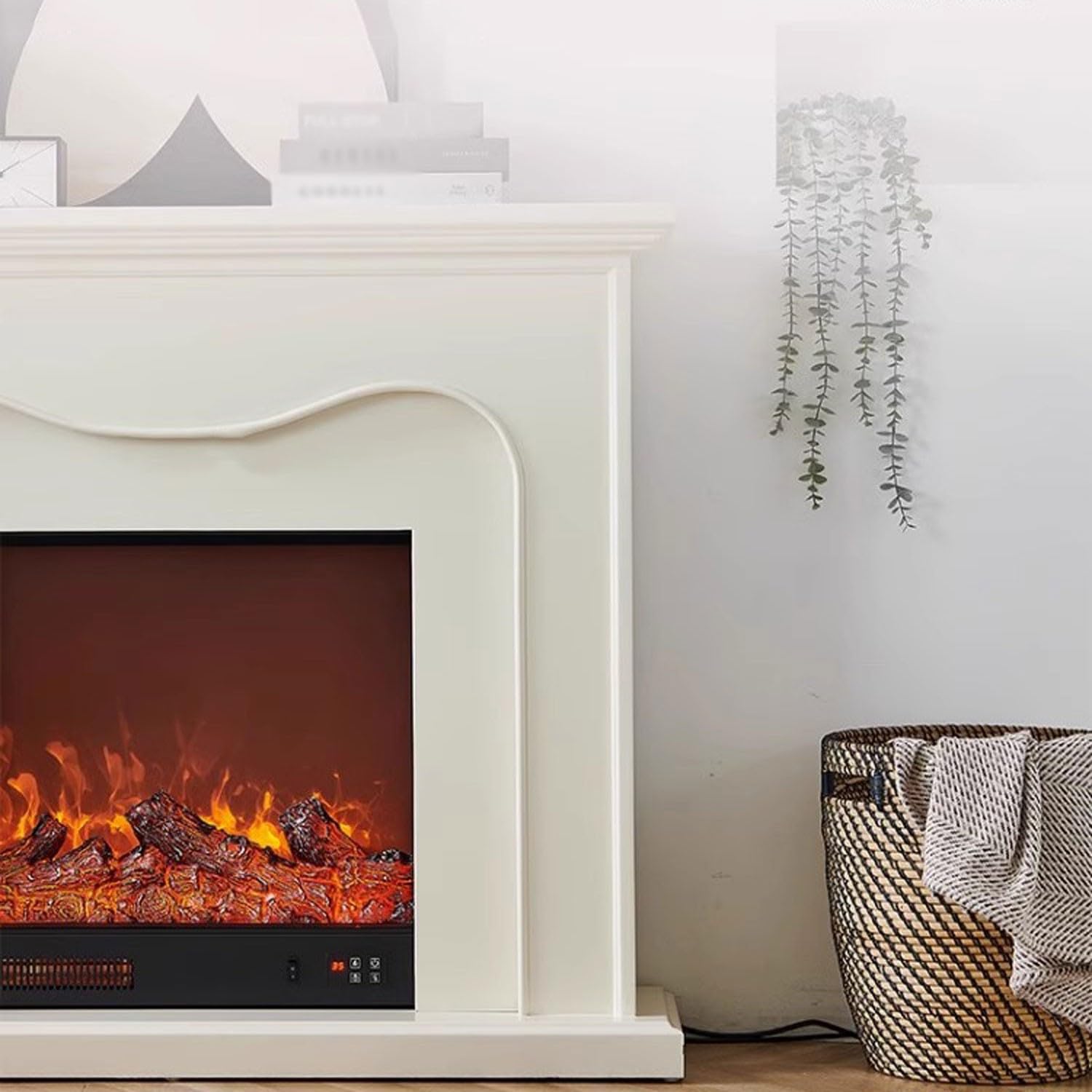 SchAan Electric Fireplace with Mantel - Wall Mounted Fireplace with French LED Lights & Heating - Perfect for Living Room, Bedroom & Office Decor