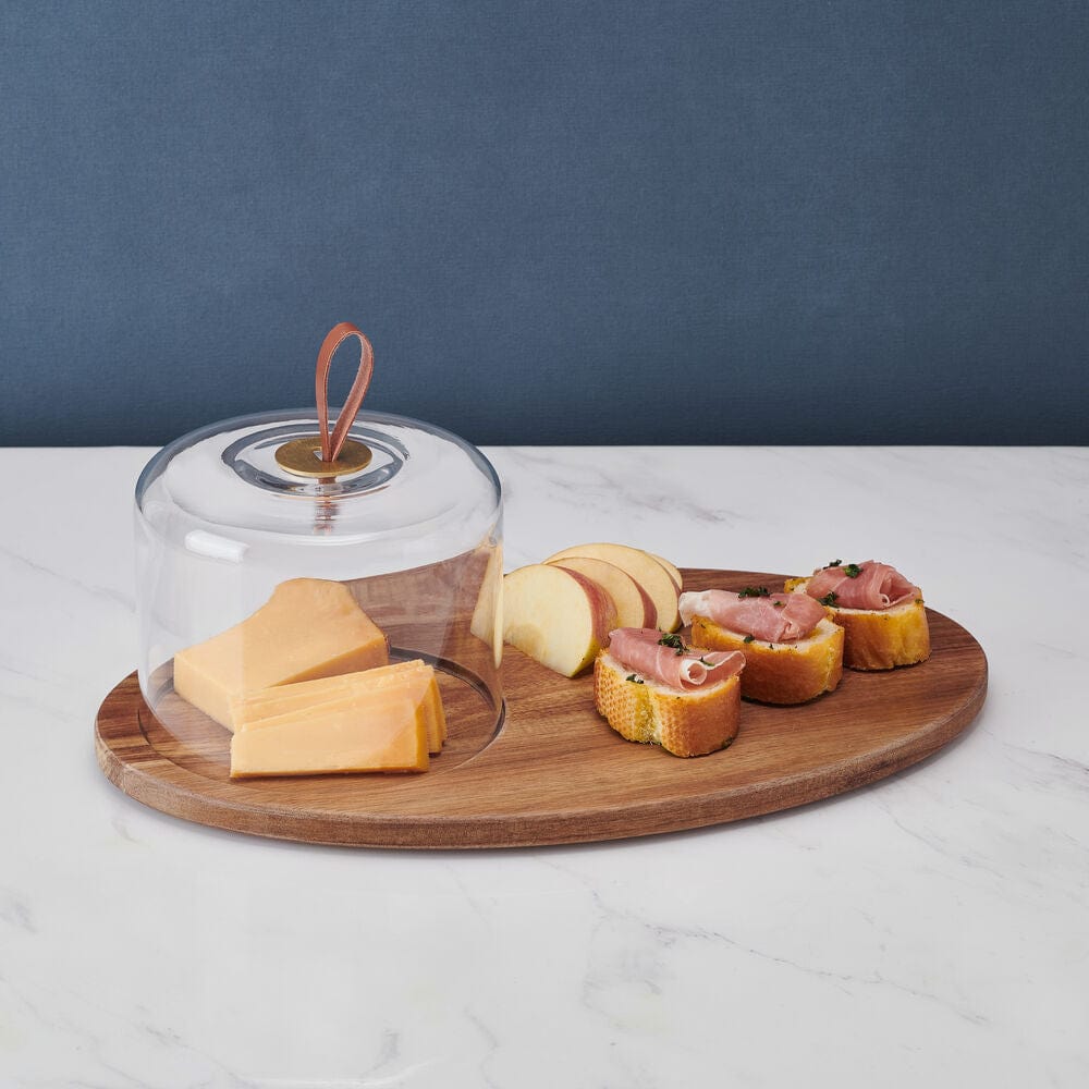Glenwood Oval Serving Board with Glass Dome Cloche - Elegant Cheese & Charcuterie Display for Dinner Parties, Weddings & Home Decor