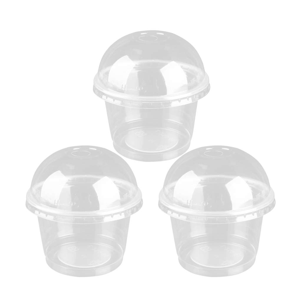 Cabilock 250ml Clear Disposable Plastic Salad Cup with Lid - Small Terrarium Dessert Bowl Container for Bar, Cafe, Home Use - Perfect for Salads, Snacks, Desserts & DIY Mini Garden Planters
