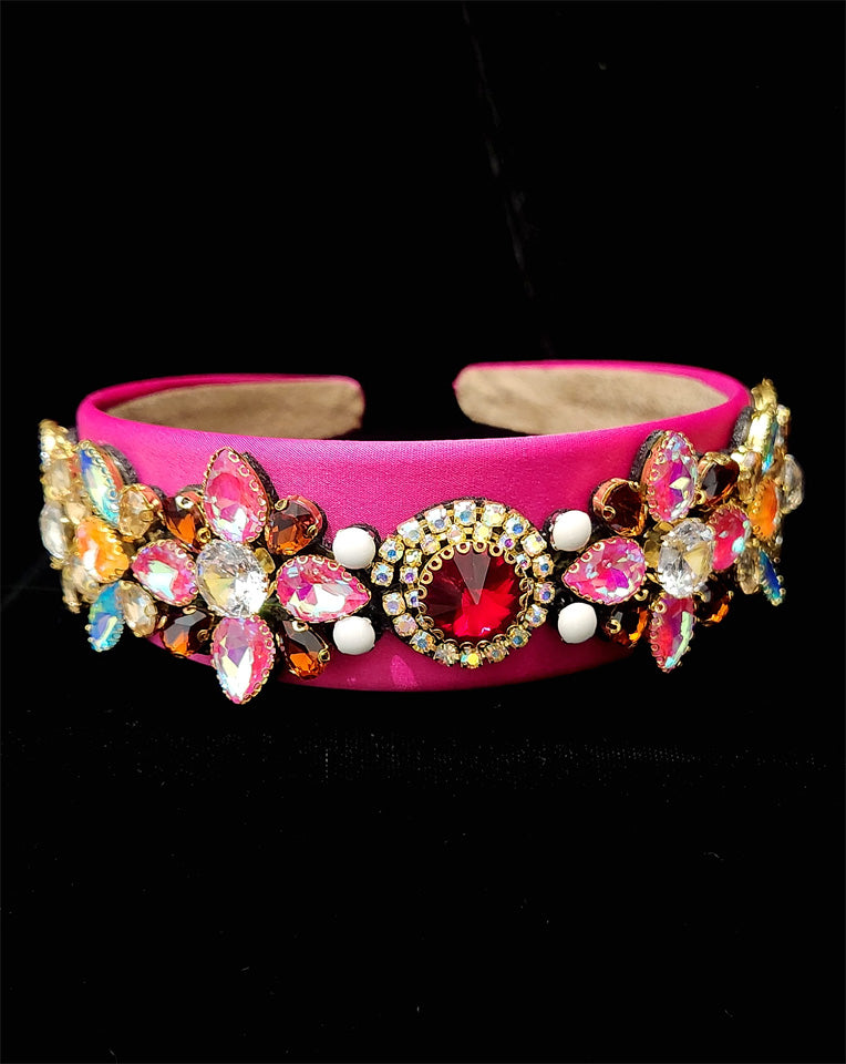 Elegant Race Day Fascinators & Fashion Jeweled Headbands - Hot Pink by Yasmine at Kezani | Perfect for Weddings, Horse Races & Special Occasions