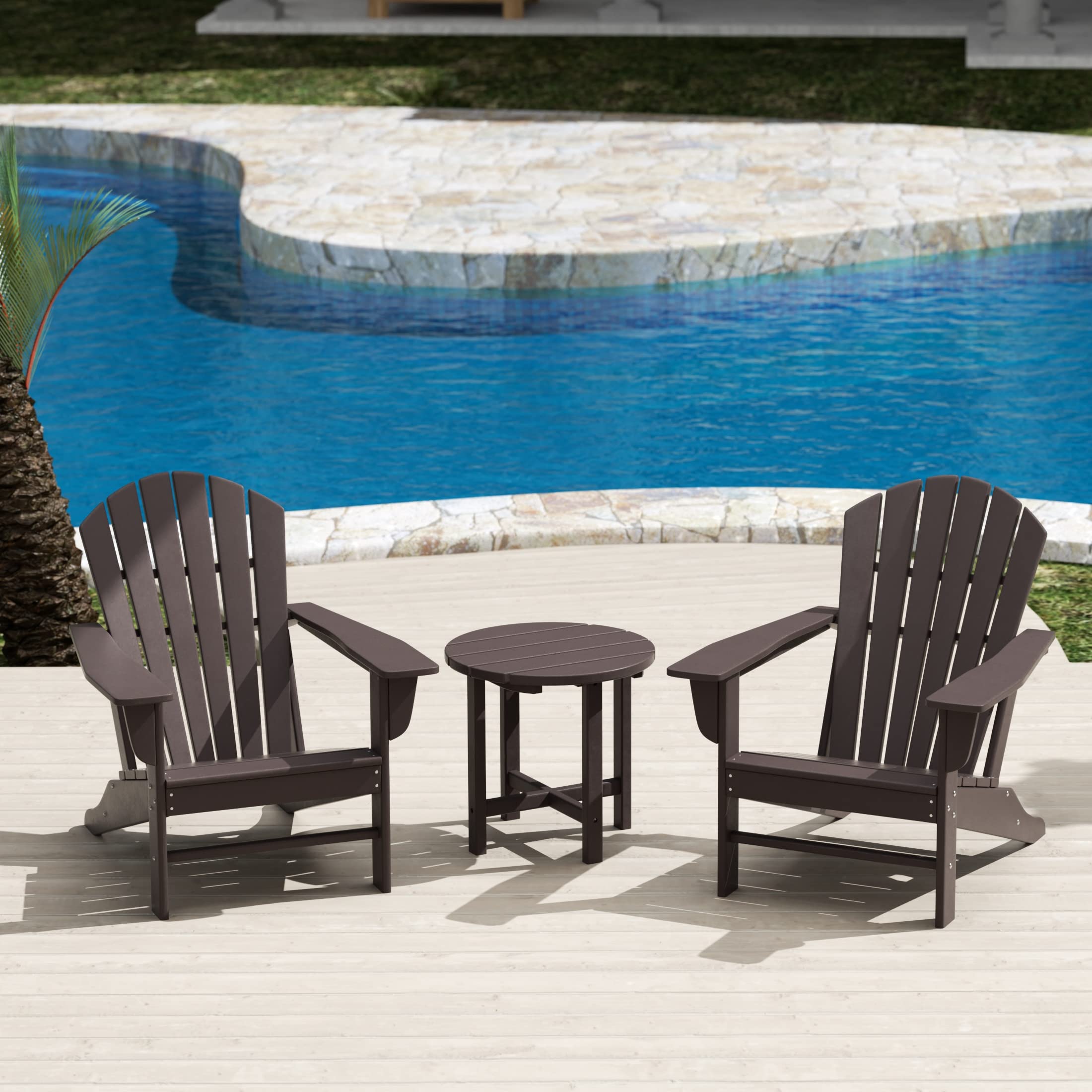 WestinTrends Dylan Outdoor Adirondack Chair with Side Table Set - Durable Patio Furniture for Backyard, Garden, Poolside Relaxation & Outdoor Entertaining