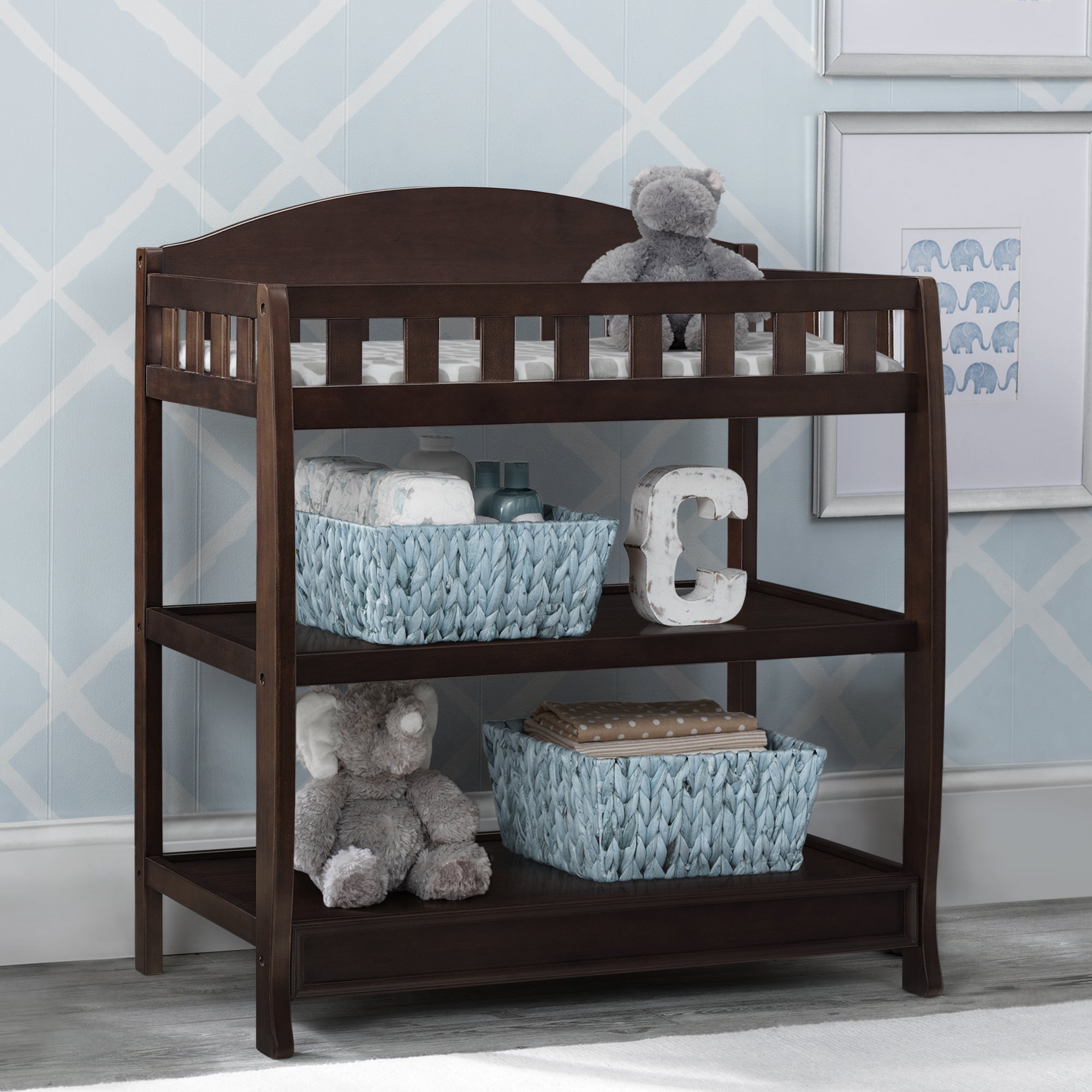 Wilmington Baby Changing Table with Soft Pad - Perfect for Nursery, Bedroom & Diaper Changing Station - Safe & Sturdy for Newborns & Toddlers