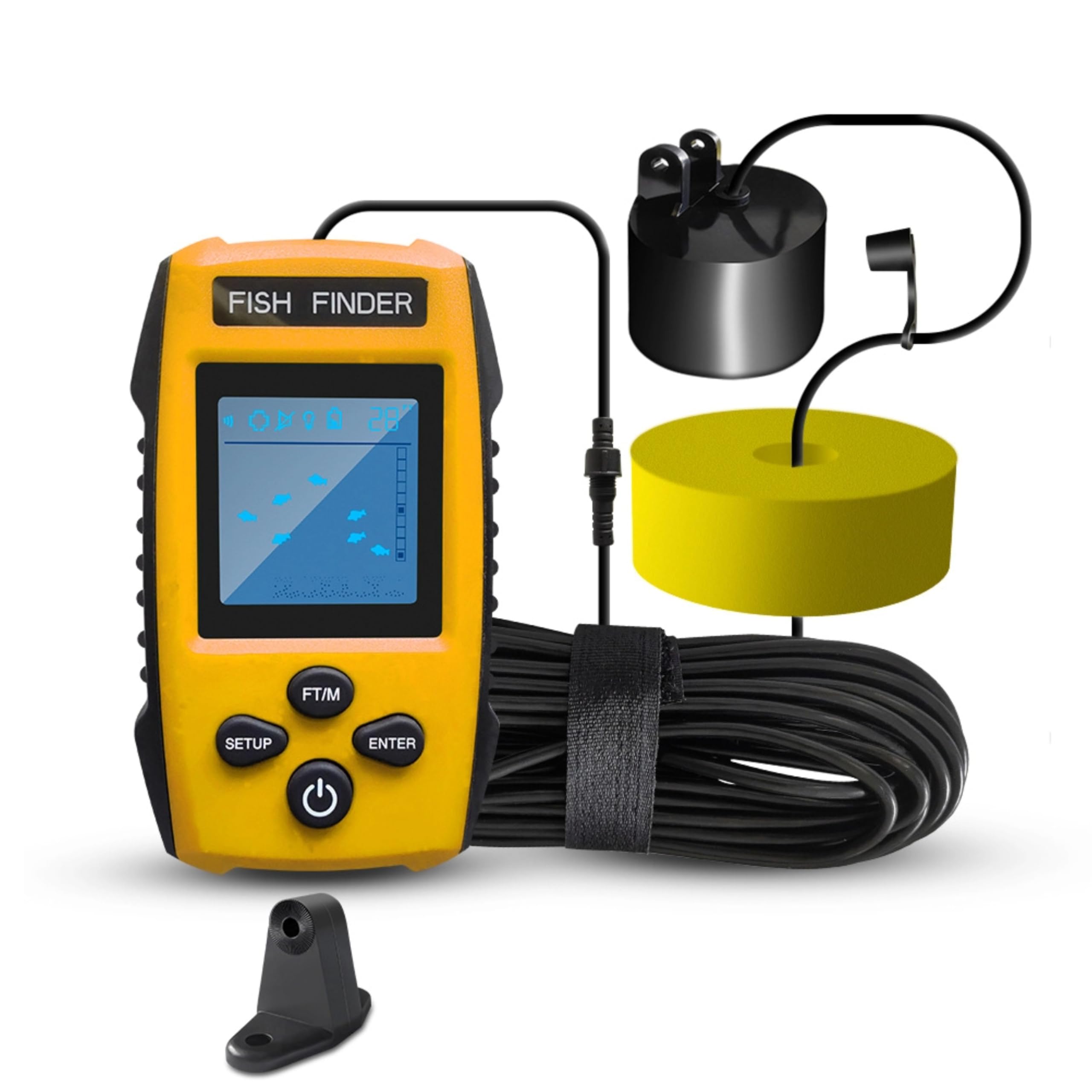 TL88 Portable Fish Finder with Sonar Sensor Transducer & LCD Display - Water Depth Finder for Boat, Ice Fishing, Kayak | Handheld Fish Finder Kit for Freshwater & Saltwater Fishing