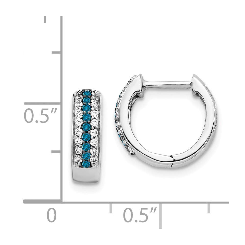 14K White Gold Blue and White Diamond Hinged Hoop Earrings for Women | Luxury Jewelry Gift for Anniversary, Birthday & Special Occasions | Elegant Everyday Wear & Evening Events