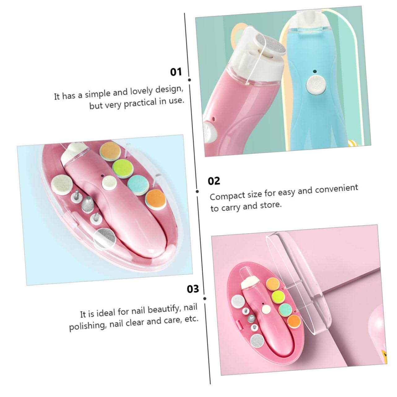 NOLITOY 8-Piece Kids Electric Nail File Set - Safe Nail Trimmer & Polisher for Baby & Toddler Manicure | Gentle Nail Care for Infants, Perfect for Home & Travel Use