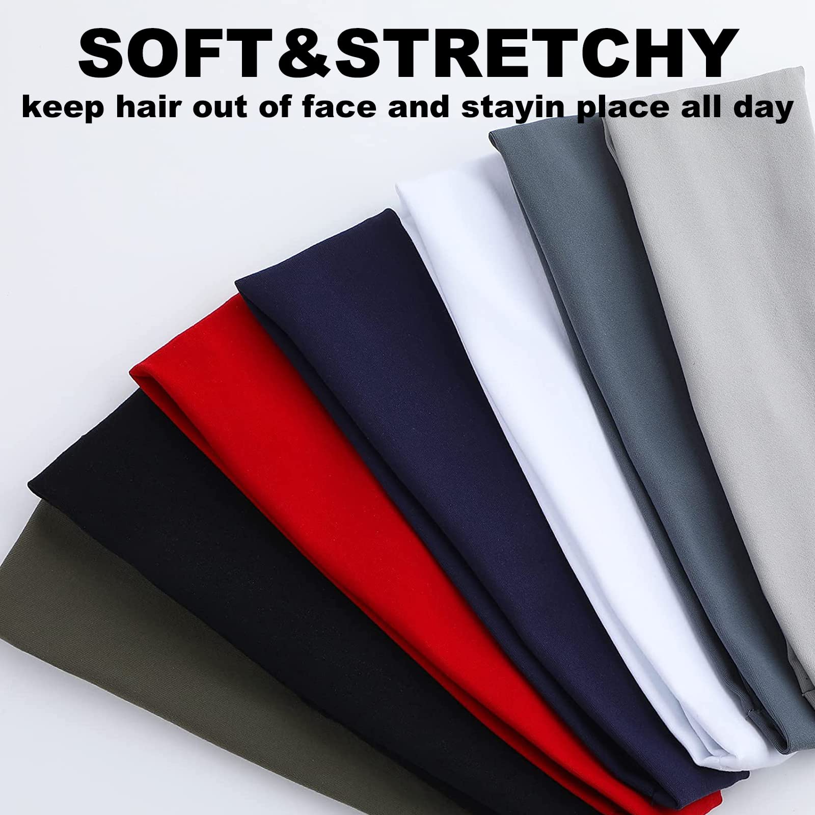 5-Pack Moisture-Wicking Sports Headbands for Men & Women - Breathable Quick-Dry Elastic Head Sweatbands for Running, Cycling, Yoga, Tennis, Basketball & Gym Workouts - Stay Cool During Intense Exercise & Outdoor Activities