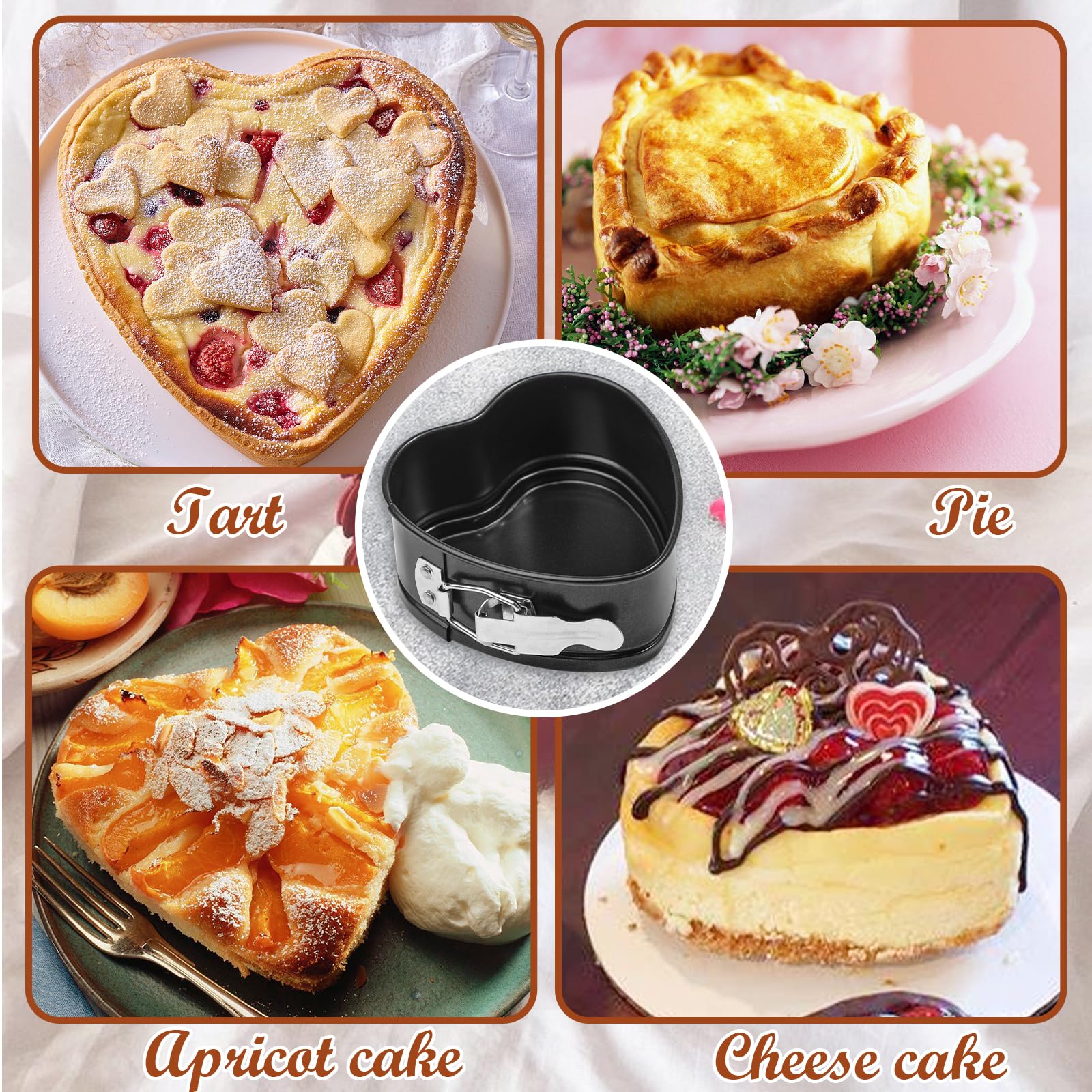 Heart Shaped Springform Pan Set of 2 - 4 Inch Mini Cheesecake Baking Molds for Oven, Air Fryer & Instant Pot - Perfect for Valentine's Day, Anniversaries & Romantic Desserts