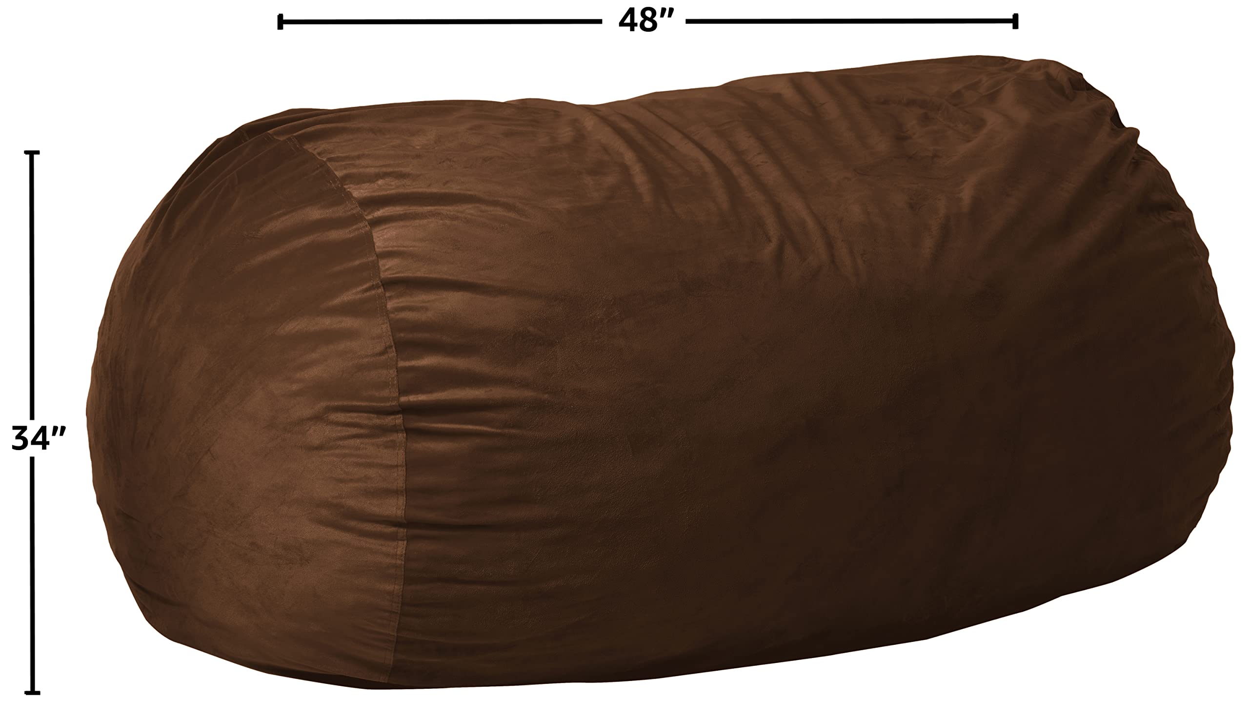6-Foot Microsuede Bean Bag Chair Cover in Chocolate Brown - Ultra Soft & Durable for Living Room, Game Room, or Dorm Relaxation