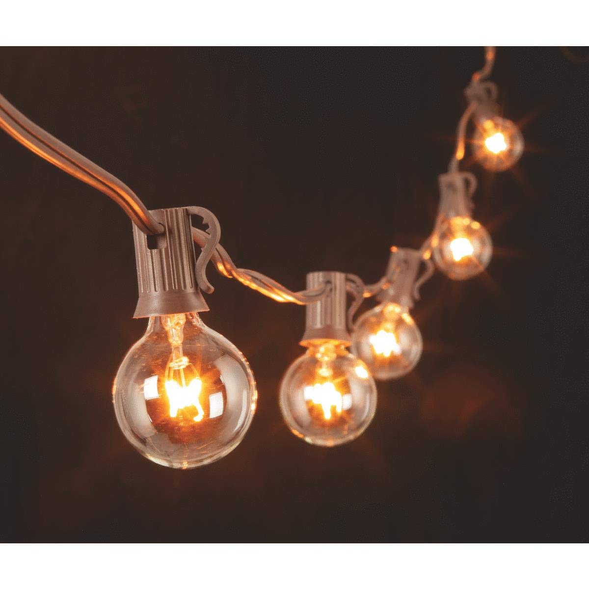 Gerson Everlasting Glow 92883 20-Count Outdoor Patio String Lights with G40 Glass Covers, 19 ft - Perfect for Backyard, Garden, and Wedding Decorations