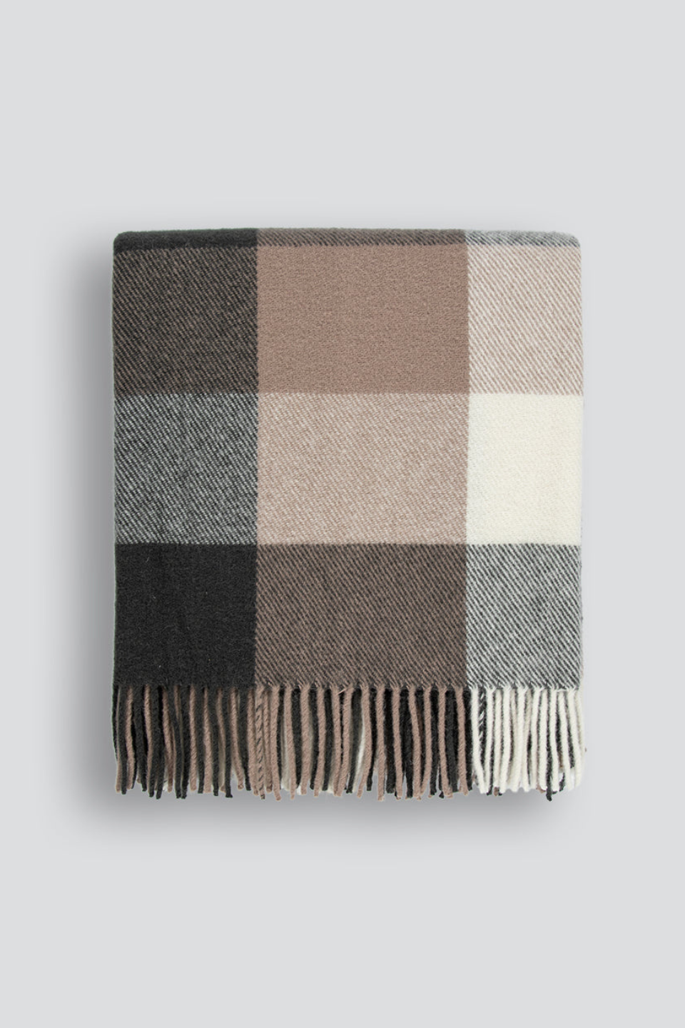 Glenburn Tan Multi Check 150x180cm Wool Throw Blanket - Soft Warm Plaid Woolen Blanket for Sofa, Bed & Winter Coziness