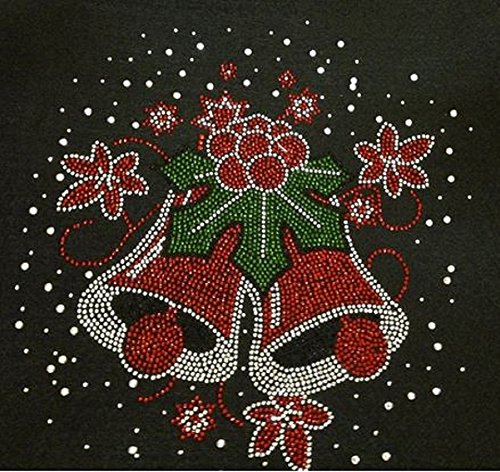 Christmas Bell Rhinestone Iron-On T-Shirt Transfer - DIY Holiday Apparel Decoration for Festive Parties & Family Gatherings