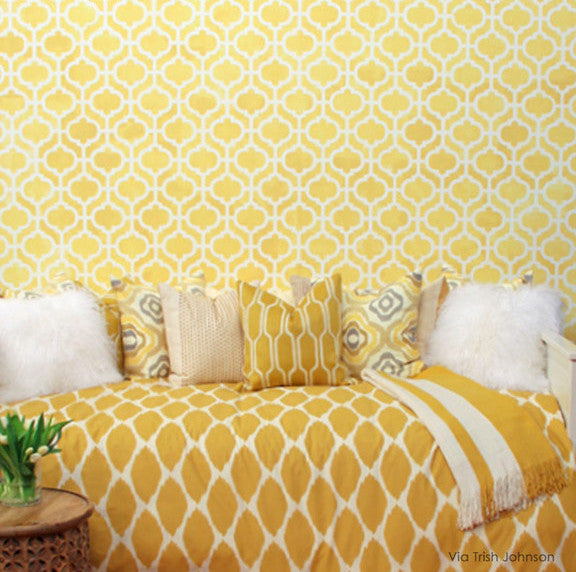 Casbah Trellis Moroccan Wall Stencil - DIY Home Decor, Geometric Wall Art, Arabic Pattern Template for Living Room, Bedroom & Nursery