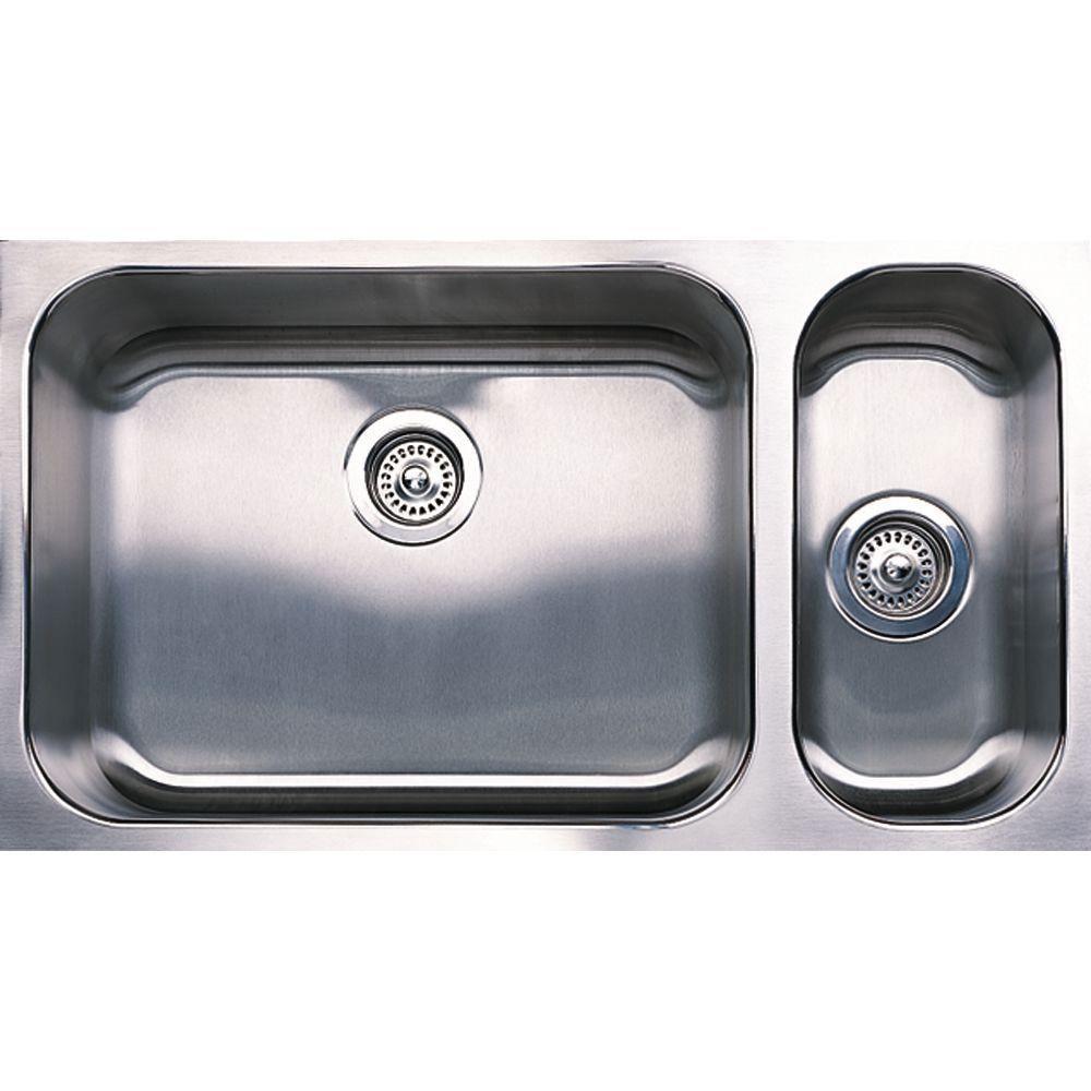Blanco Spex Plus 32-Inch Undermount Stainless Steel Double Bowl Kitchen Sink - 0 Hole 1.5