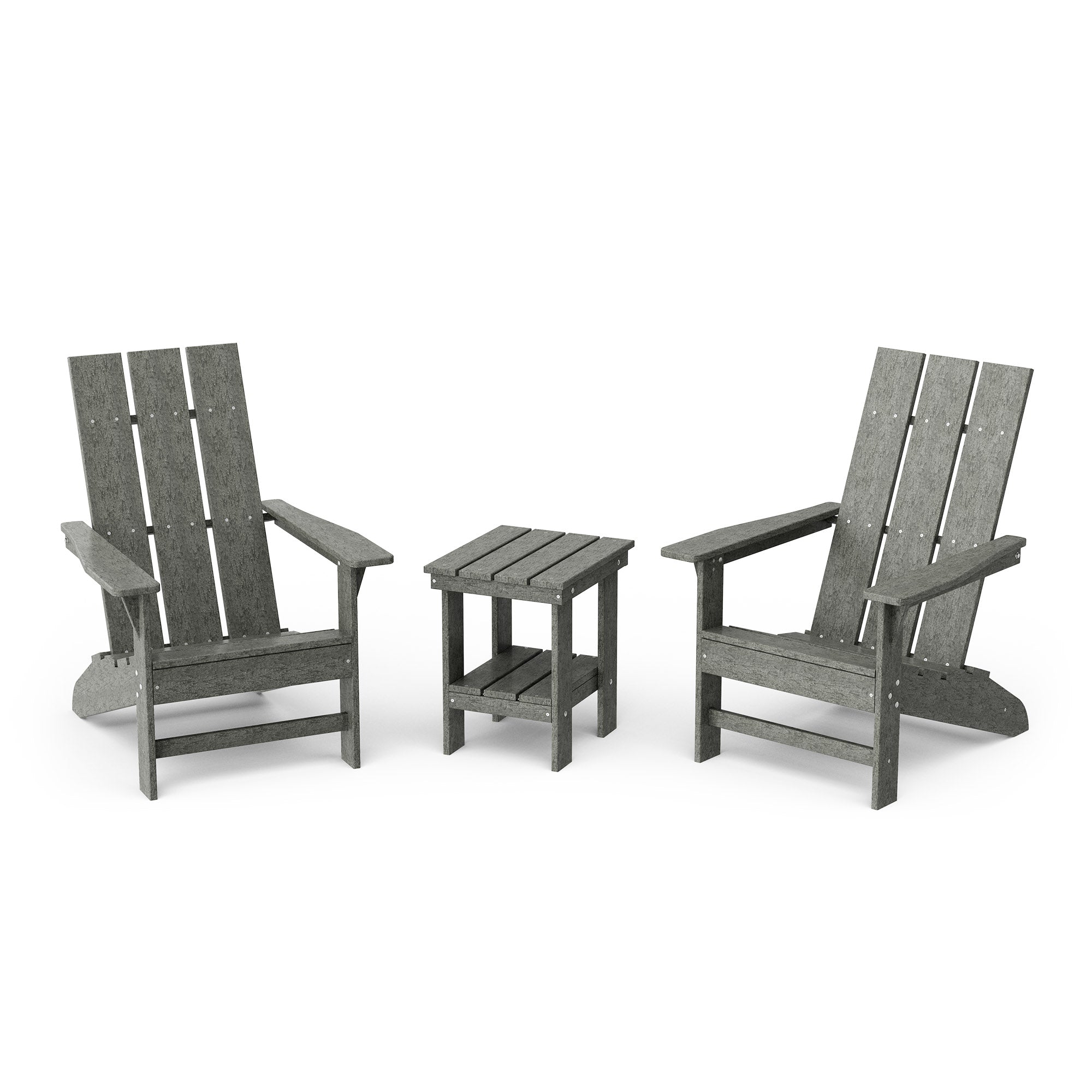 Freedom 3-Piece Modern Adirondack Chair Set with Side Table - Outdoor Patio Furniture for Backyard, Garden & Poolside Relaxation