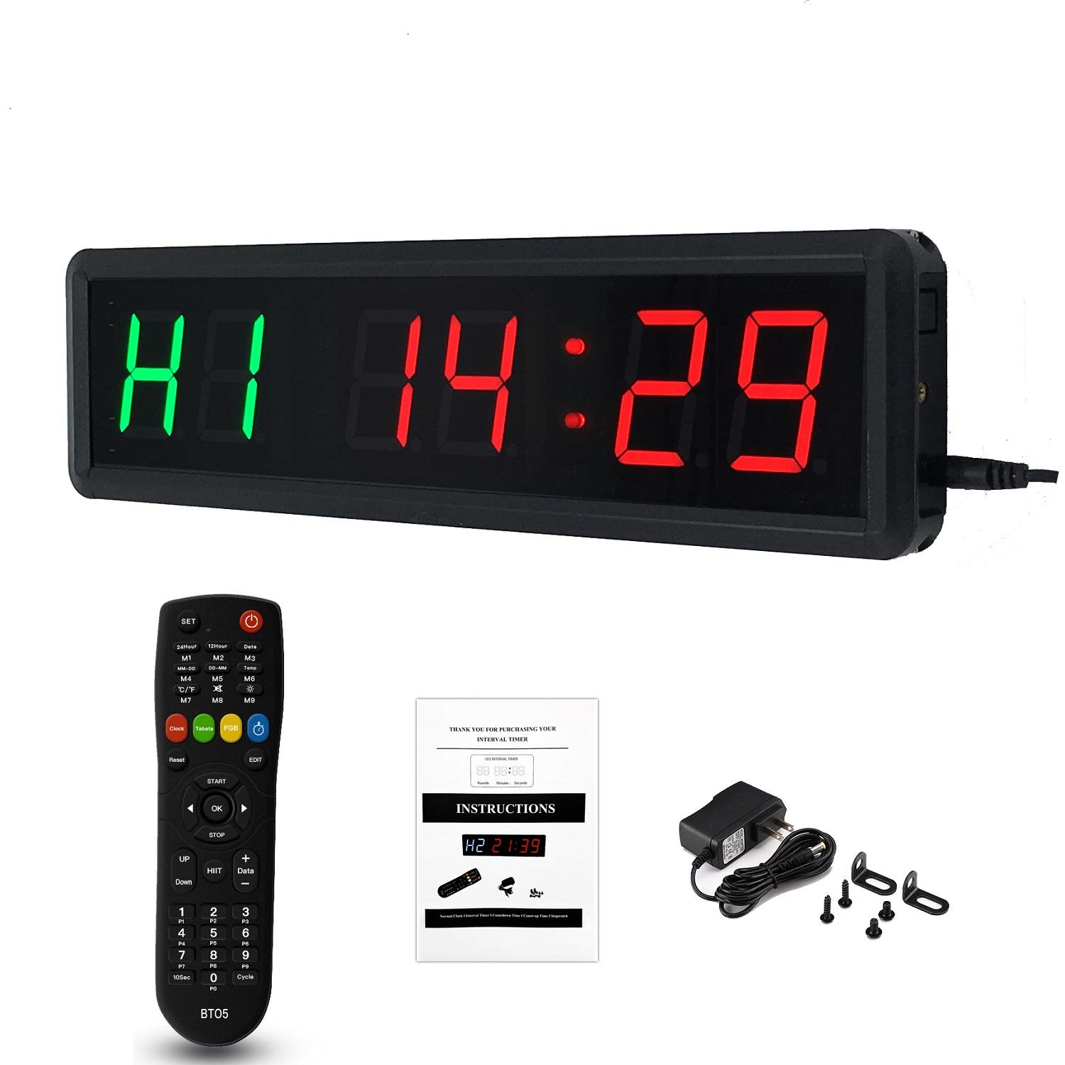 1.8'' LED Interval Workout Timer Countdown Stopwatch - Portable Gym Timer for HIIT, Boxing, CrossFit & Home Fitness Training