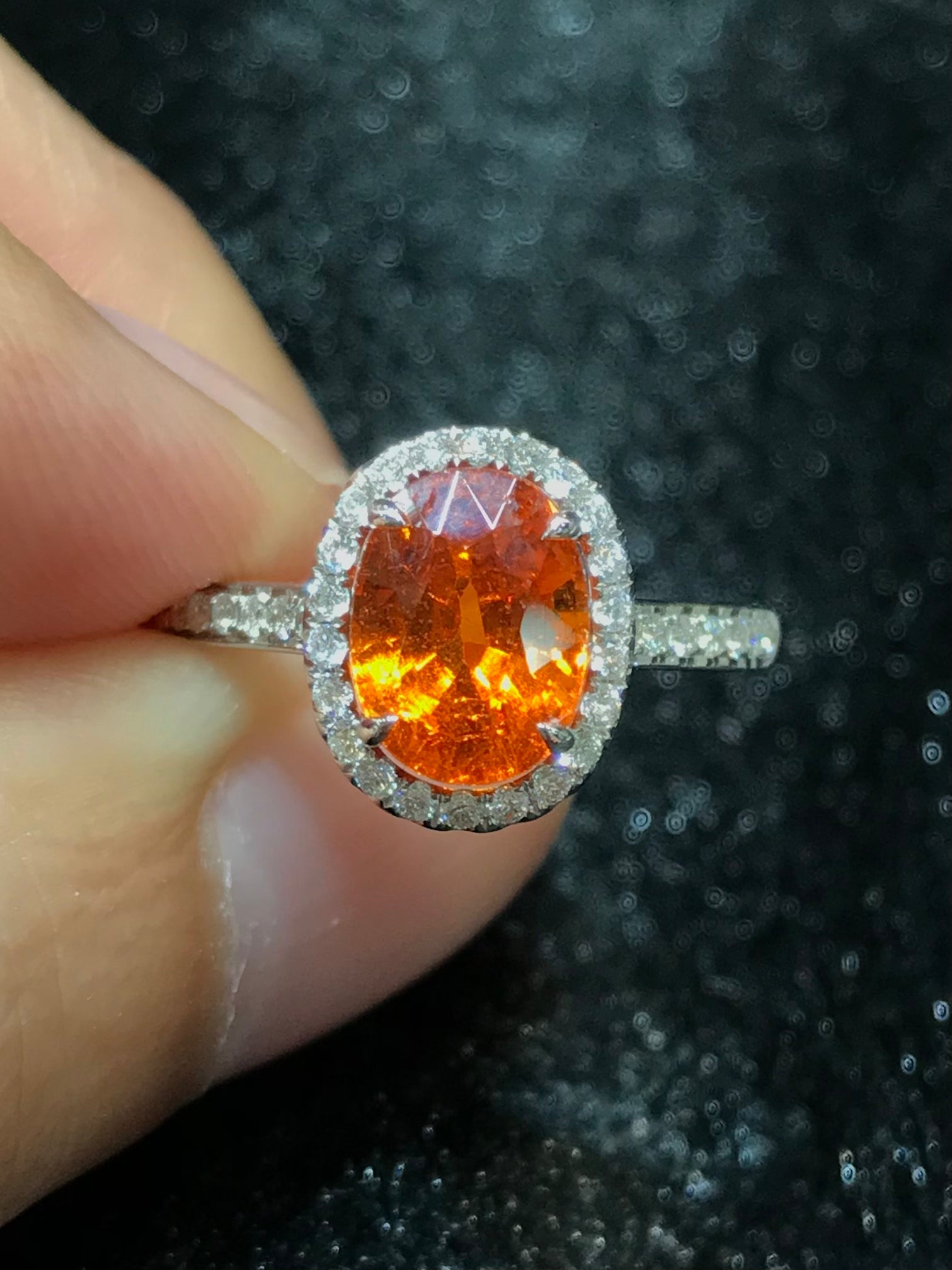 Natural Mandarin Garnet 3.01ct Ring - Orange Gemstone Jewelry for Women, 925 Sterling Silver Engagement Ring, Perfect for Valentine's Day Gift & Special Occasions