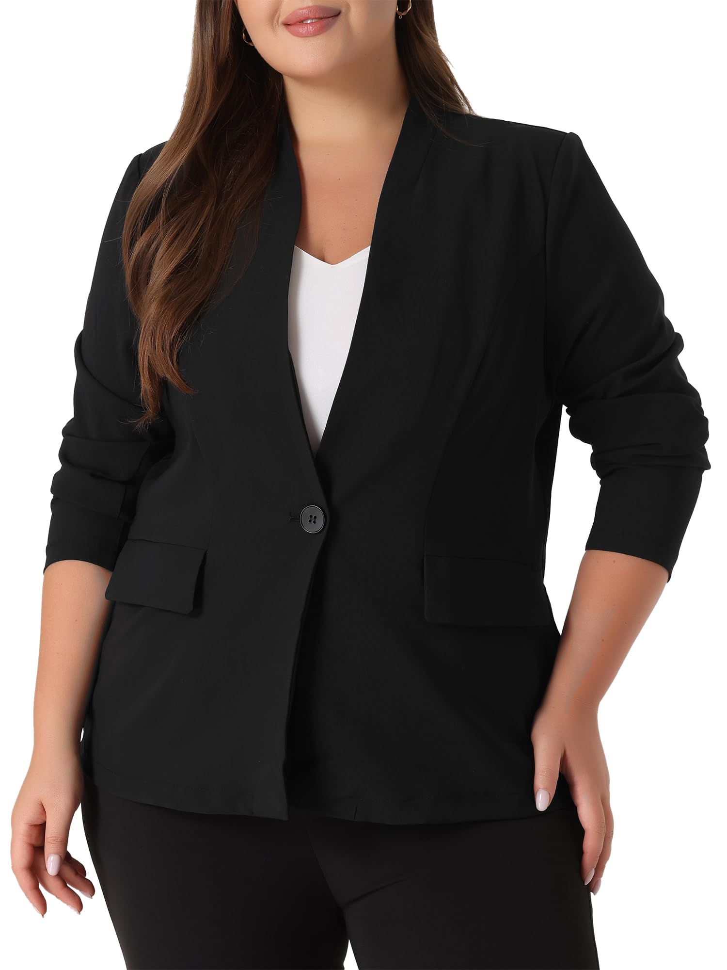Agnes Orinda Plus Size Blazers for Women - 2025 Button Long Sleeve Office Blazer Jacket | Professional Business Suit for Work, Meetings & Formal Events