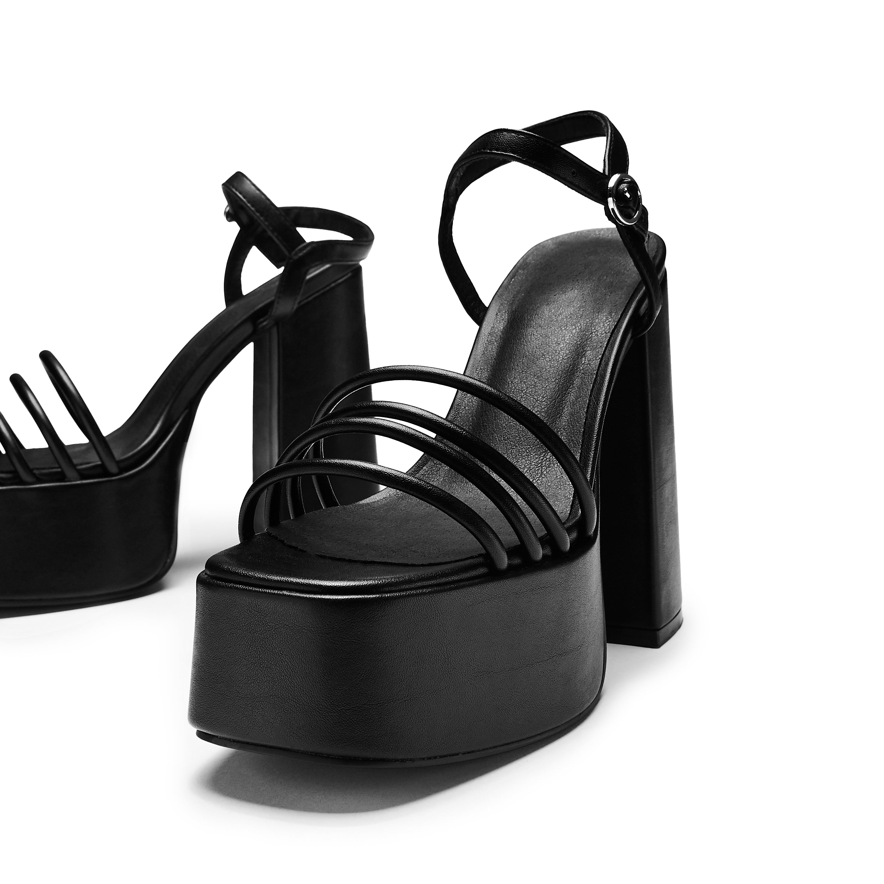 Stylish Cosette Black Platform Strappy Heels for Women - Comfortable High Heel Sandals for Party, Wedding & Evening Out
