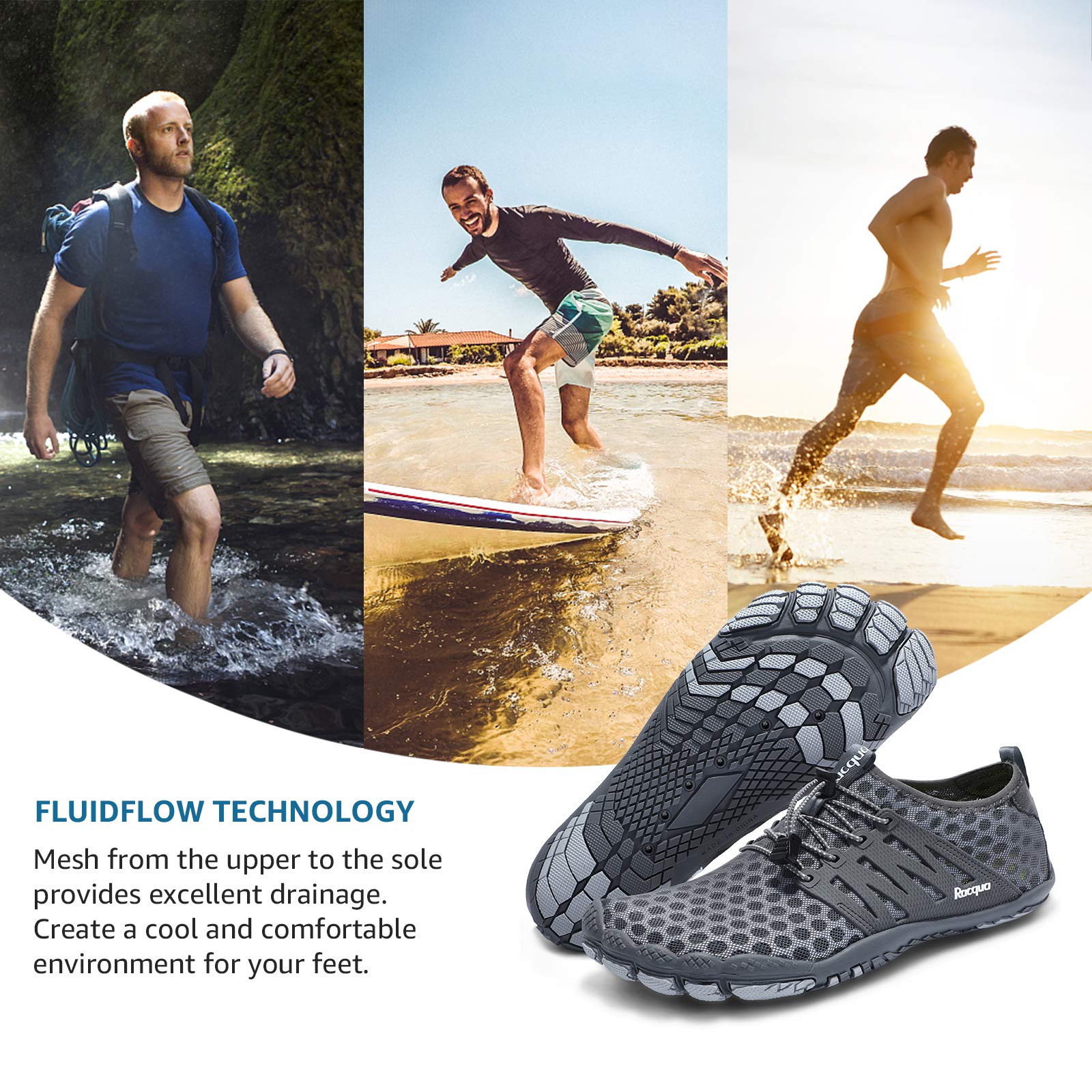 **Racqua Composite Mesh Water Shoes for Men & Women - Lightweight Quick-Dry Aqua Shoes for Beach, Swimming, Surfing & Outdoor Activities**