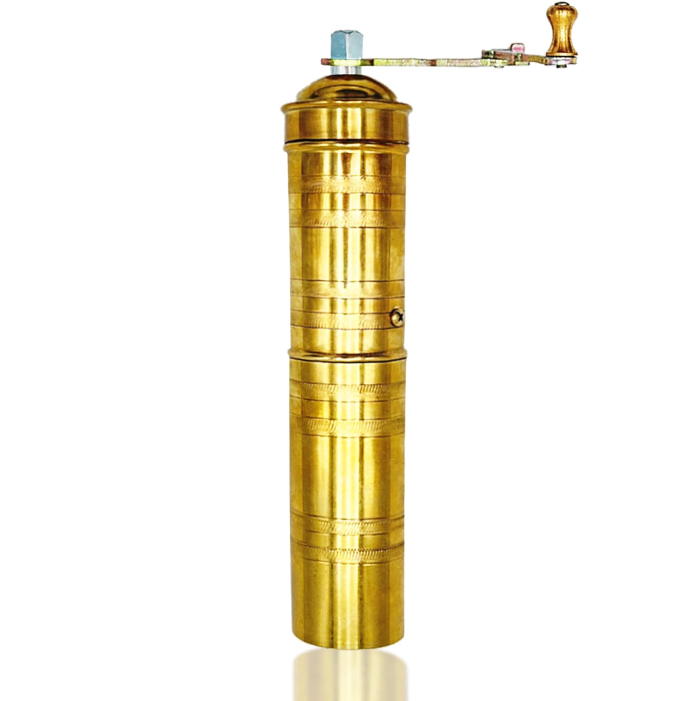 Premium Handmade 9 Inch Brass Manual Coffee Grinder & Pepper Mill - Adjustable Coarse to Fine Grind for Fresh Coffee Beans & Peppercorns - Turkish Style with Ergonomic Handle & Refillable Design - Perfect for Home Brewing, Camping & Gourmet Cooking