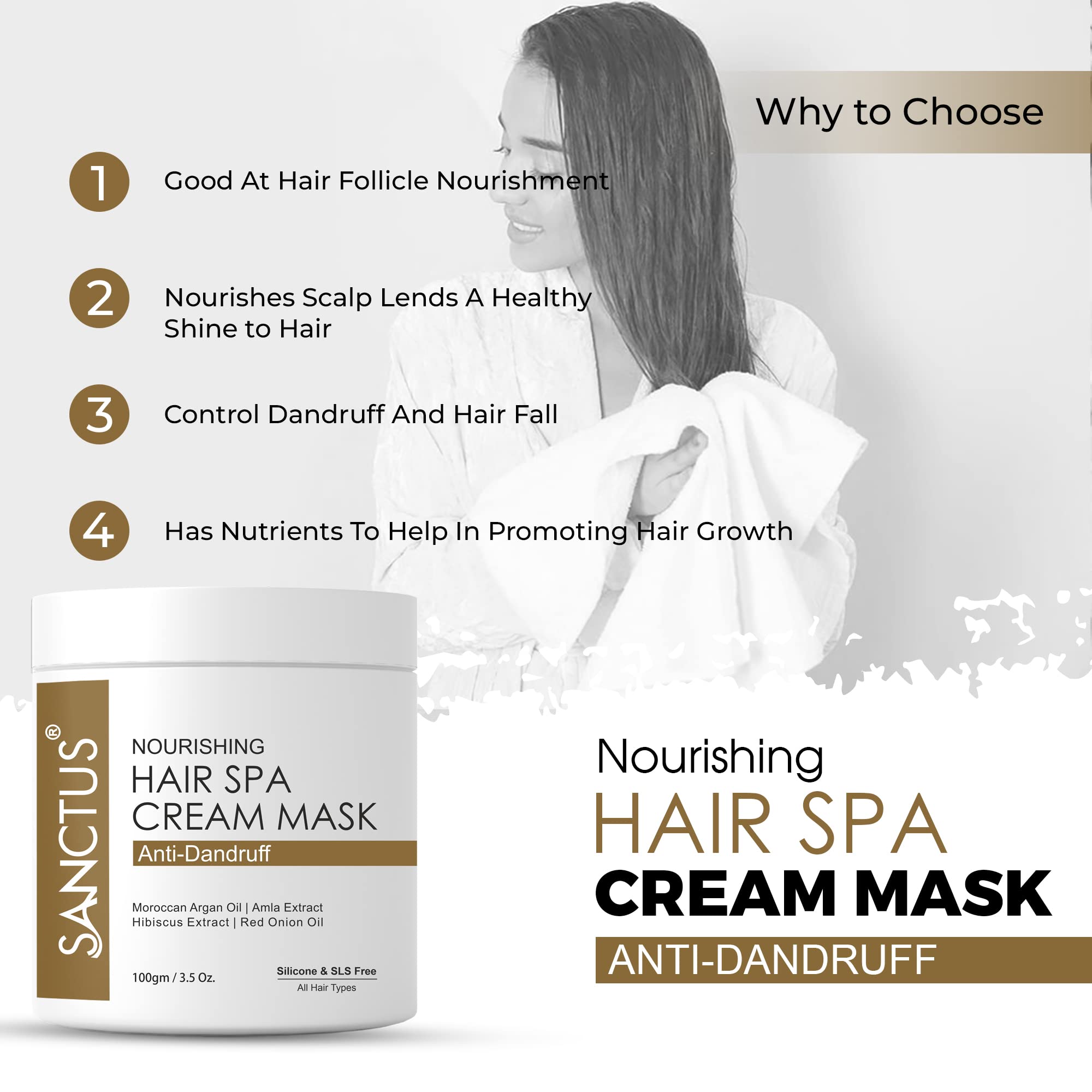 Organic Hair Spa Cream Mask with Red Onion Oil & Moroccan Argan Oil - Deep Conditioning Treatment for Scalp Nourishment & Dandruff Control - Infused with Amla & Hibiscus Extracts - 100g - Perfect for Damaged Hair Repair & Daily Hydration