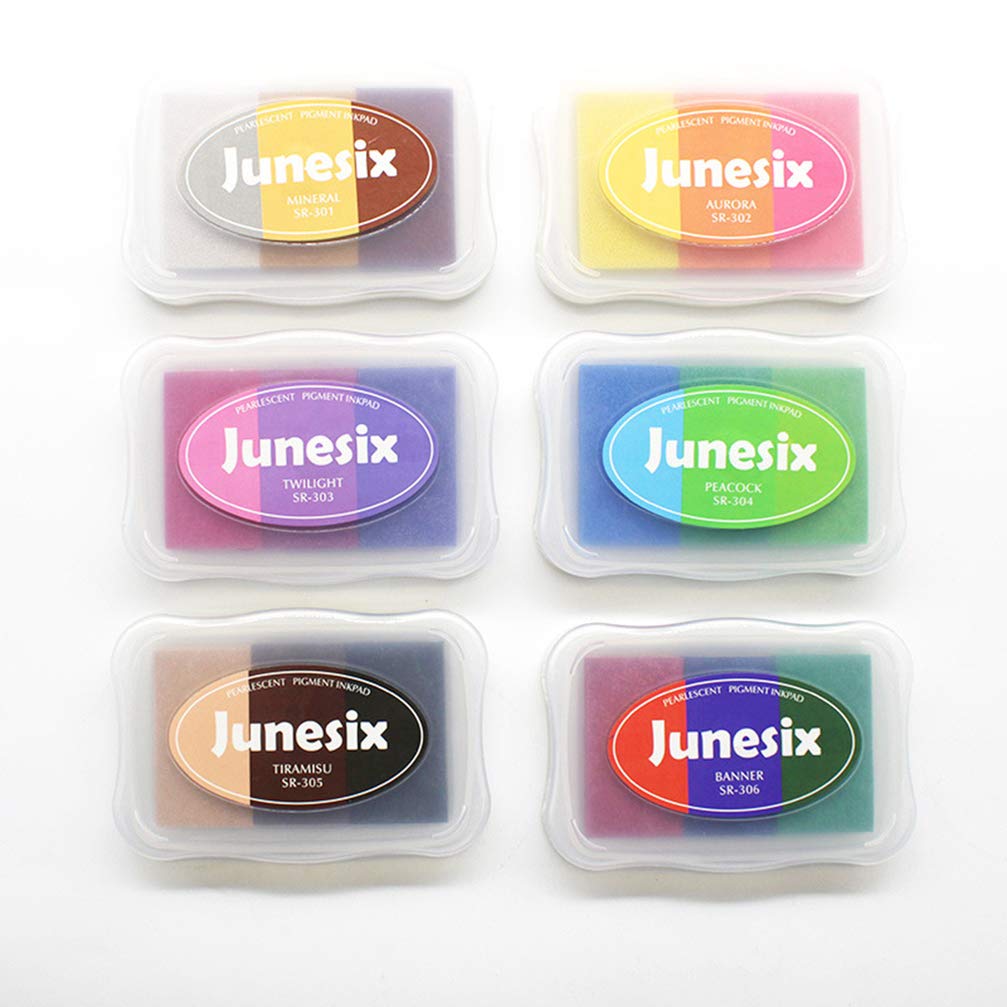 5 Colorful Gradient Ink Stamps for Kids - Fun Craft Stamps with Ink Pad for DIY Projects, Scrapbooking & School Activities - Safe Non-Toxic Child Art Supplies
