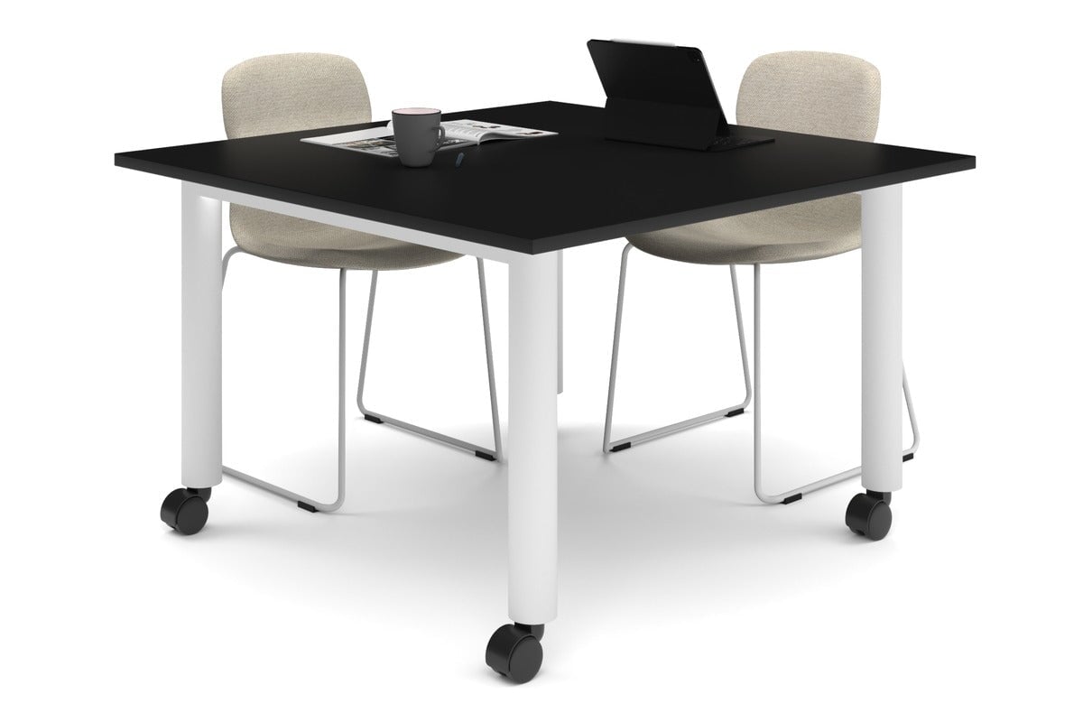Quadro 80mm Cylinder Leg Mobile Meeting Table - 1200L x 1200W - Adjustable Height Conference Table for Office, Meeting Room & Coworking Space - Perfect for Team Collaboration & Business Meetings