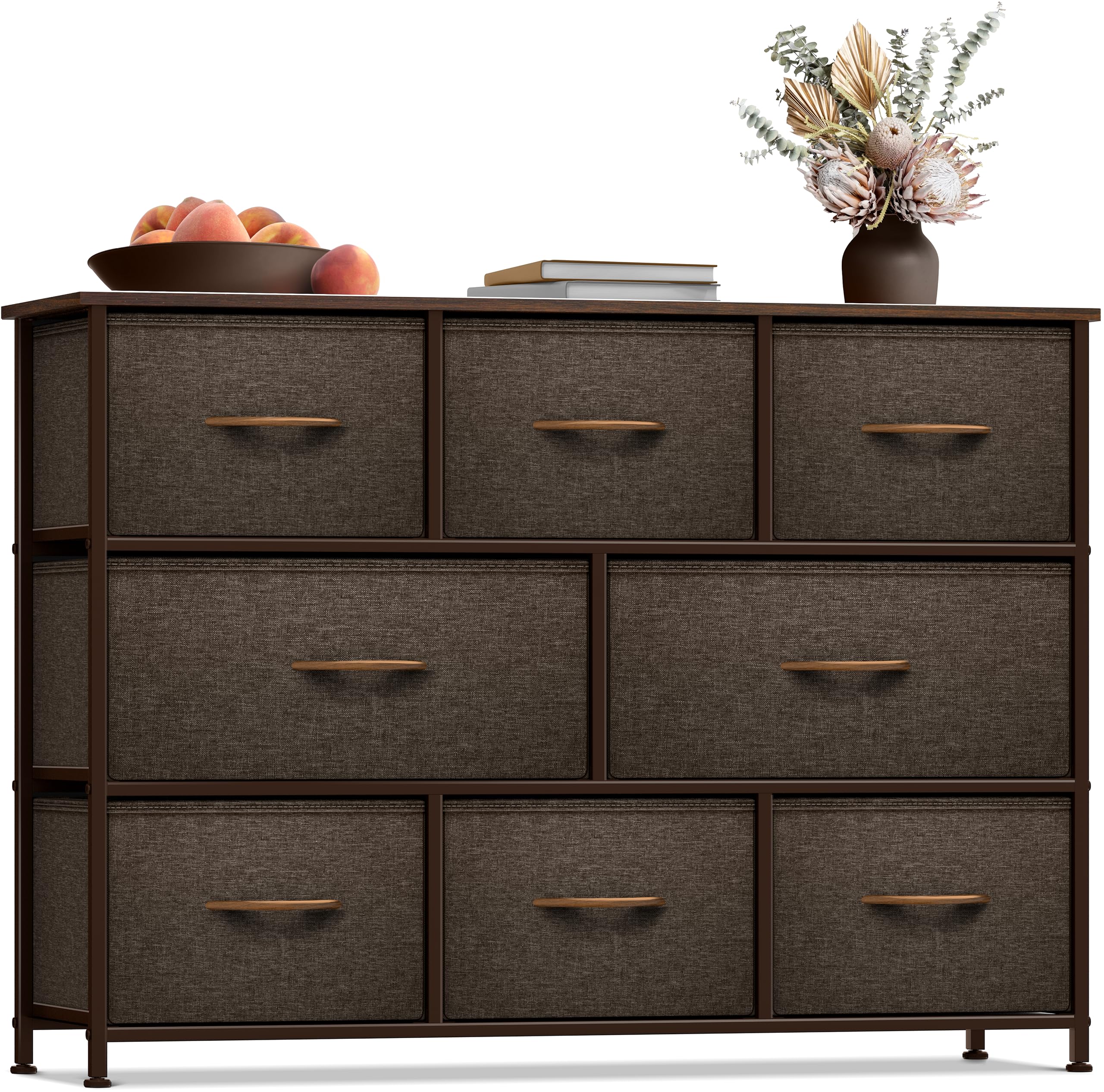 Sorbus 8-Drawer Dresser Organizer - Sturdy Steel Frame & Wood Top Chest with Easy-Pull Fabric Bins for Clothes Storage | Perfect for Bedroom, Hallway, Living Room, Nursery & Closet Organization | Space-Saving Storage Solution for Small Apartments & Dorm Rooms