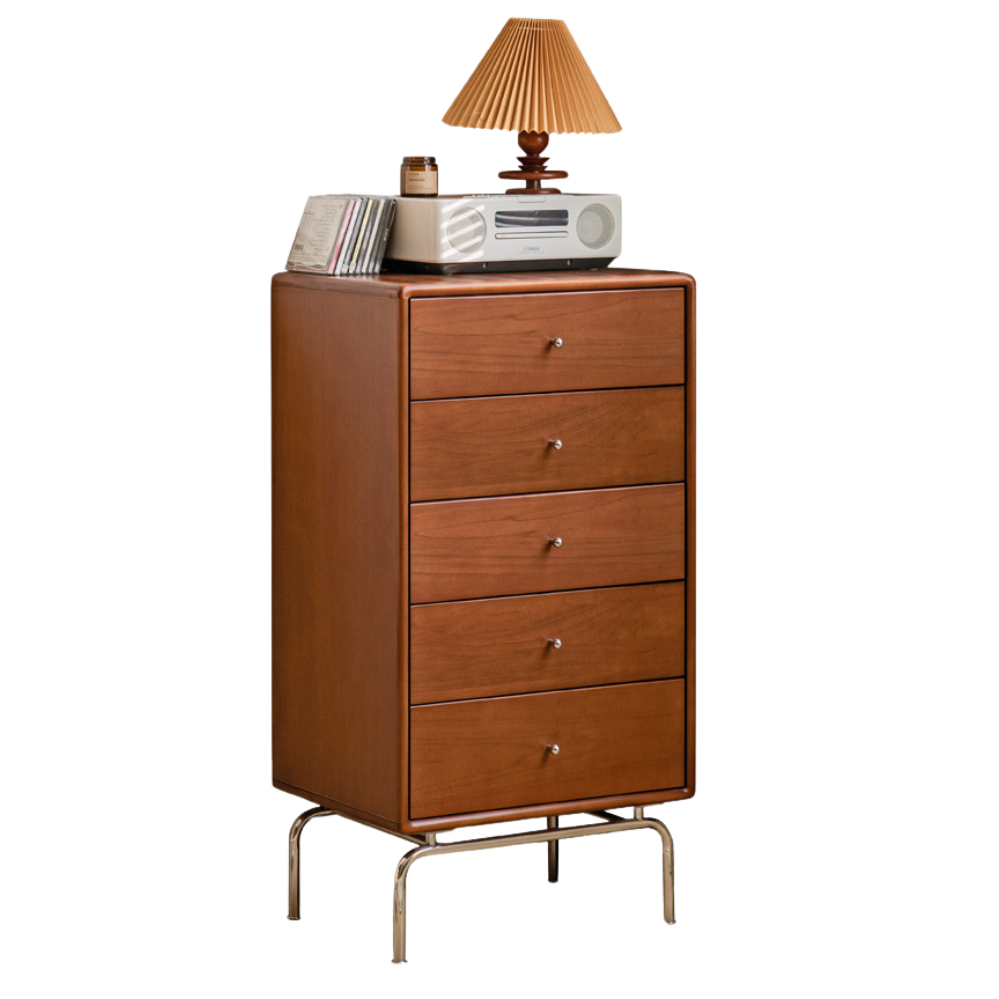 21.2x15.7x40.4 inch / 54x40x102.5 cm / teak color / five-drawer chest