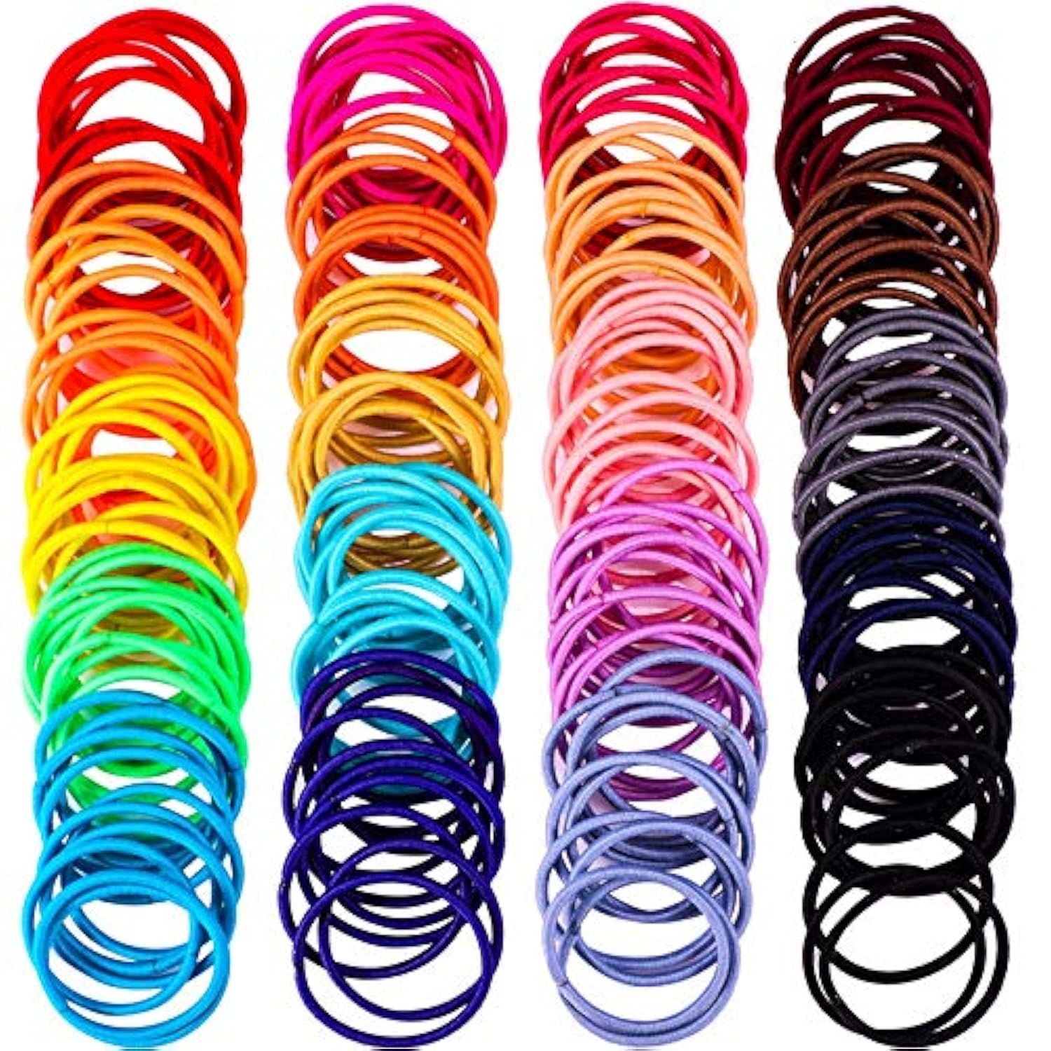 Belicia 100 Pieces No-Metal Hair Elastics - Soft Ponytail Holders & Hair Ties for Women & Girls (2mm x 2.5cm, Multicolor) - Perfect for School, Work, Gym & Everyday Hairstyles