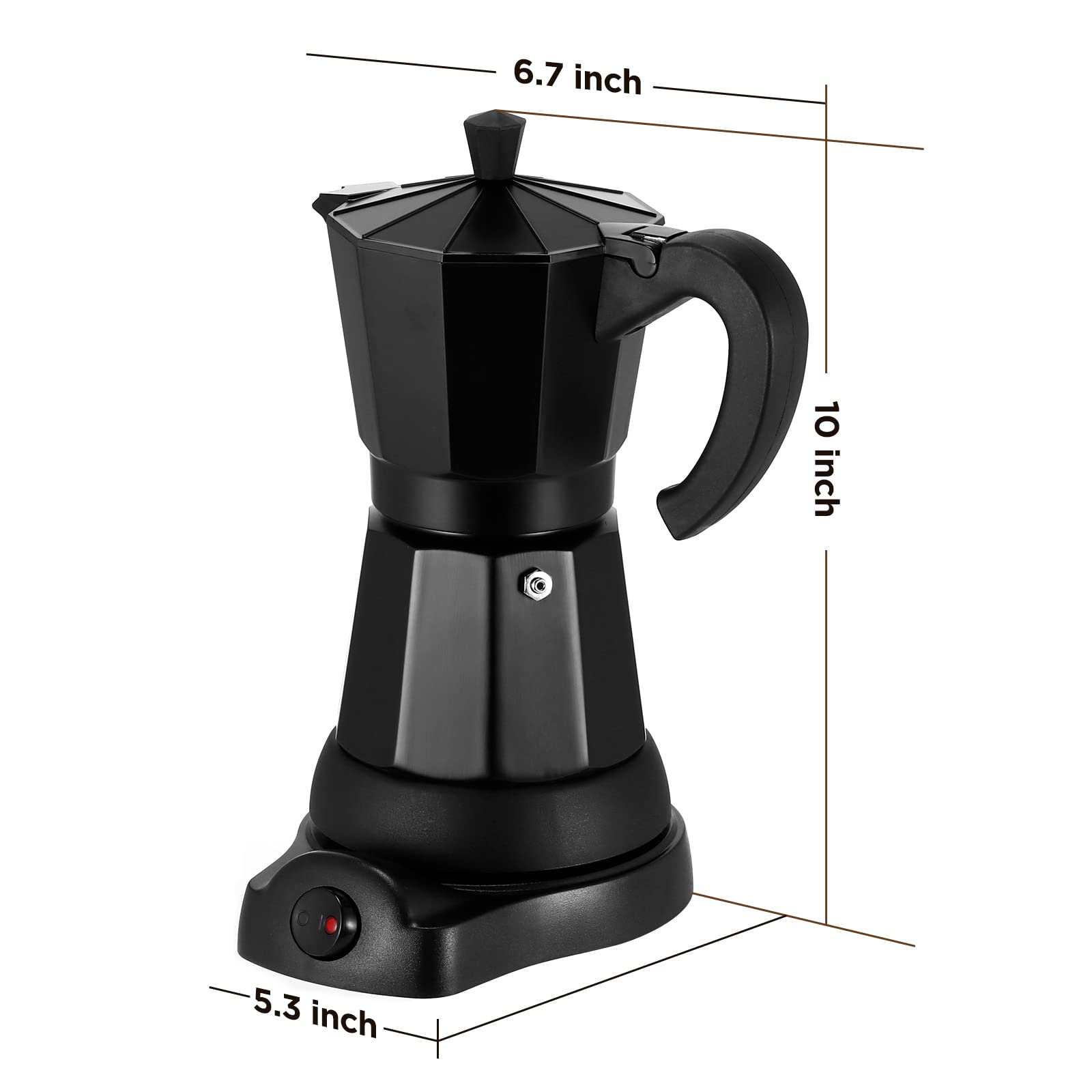 SHANGSKY 6-Cup Electric Coffee Maker - Italian Espresso Mocha Pot, Portable Aluminum Coffee Machine for Home & Office - Perfect for Espresso, Cappuccino, and Latte Making