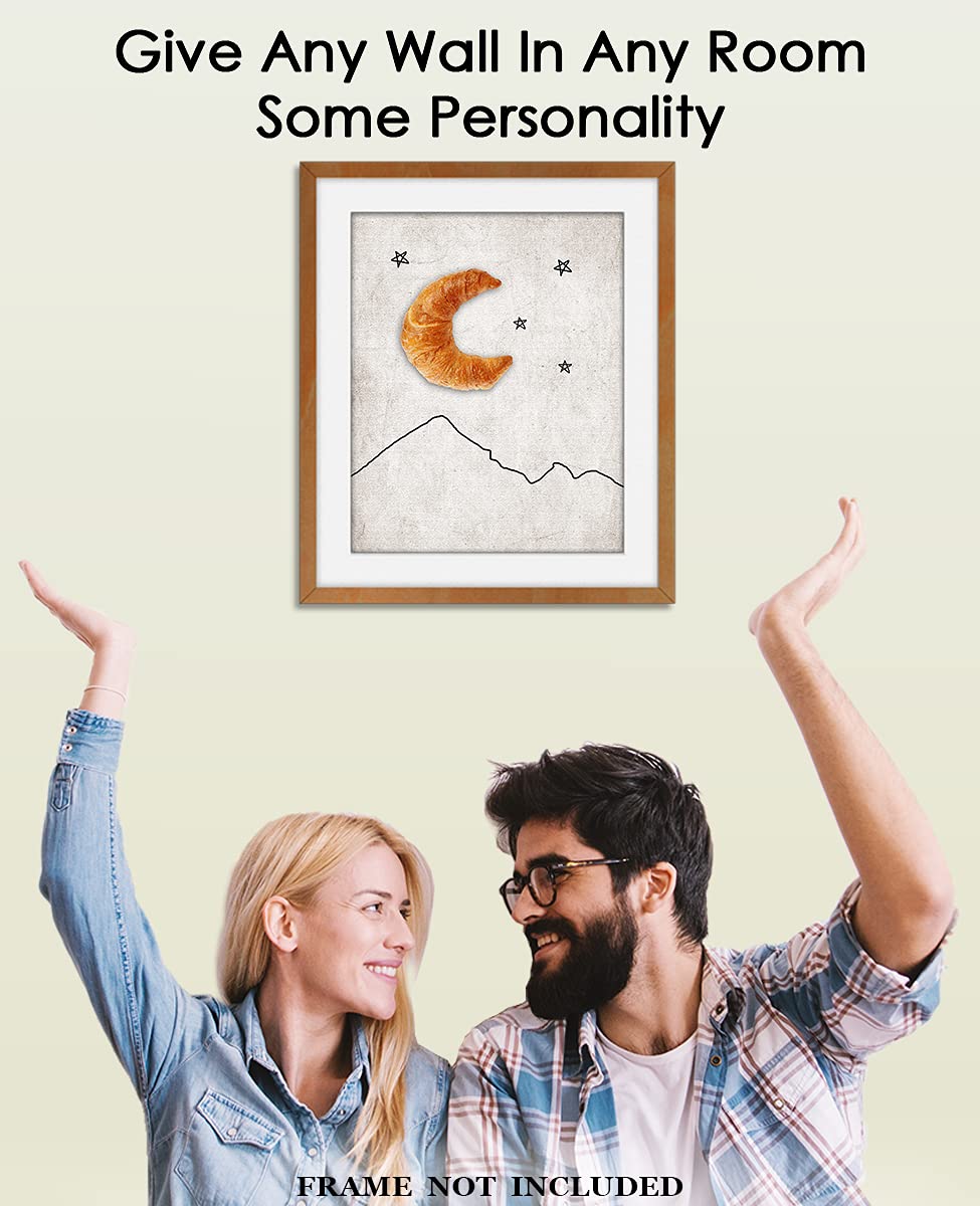 Surrealism Moon Croissant Abstract Wall Art - Minimalist Aesthetic Boho Decor for Home, Office, Bedroom & Living Room - Unframed 8x10 Inch Poster - Perfect for Modern Spaces, Gallery Walls & Creative Interior Design