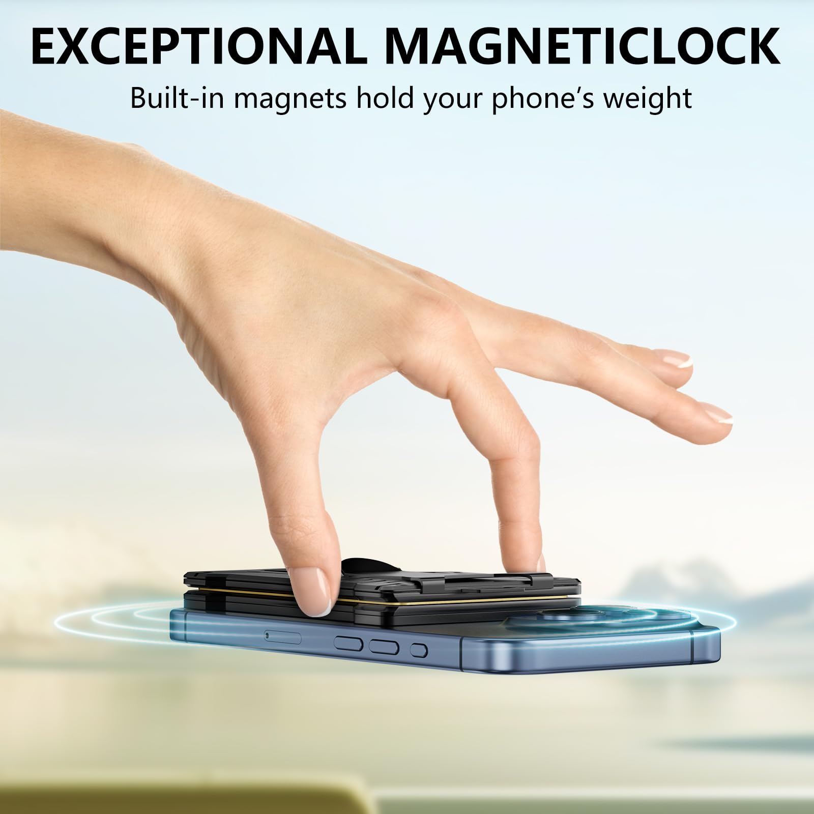 Magnetic Slim Wallet for iPhone 15/14/13/12 Pro Max | Apple MagSafe Compatible Card Holder with Money Clip | RFID Blocking Minimalist Wallet (Black) | Perfect for Travel, Business & Everyday Use