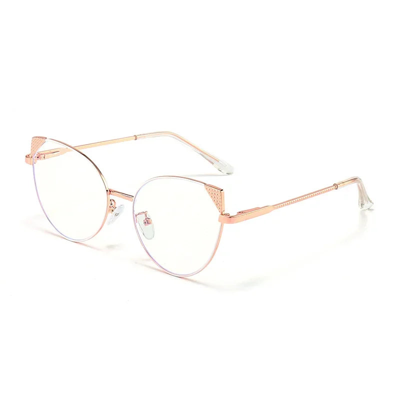 Stylish Aror Women's Oval Cat Eye Glasses - Full Rim Metal Frame Eyewear (Model 13315) for Work, Reading & Fashion Accessories